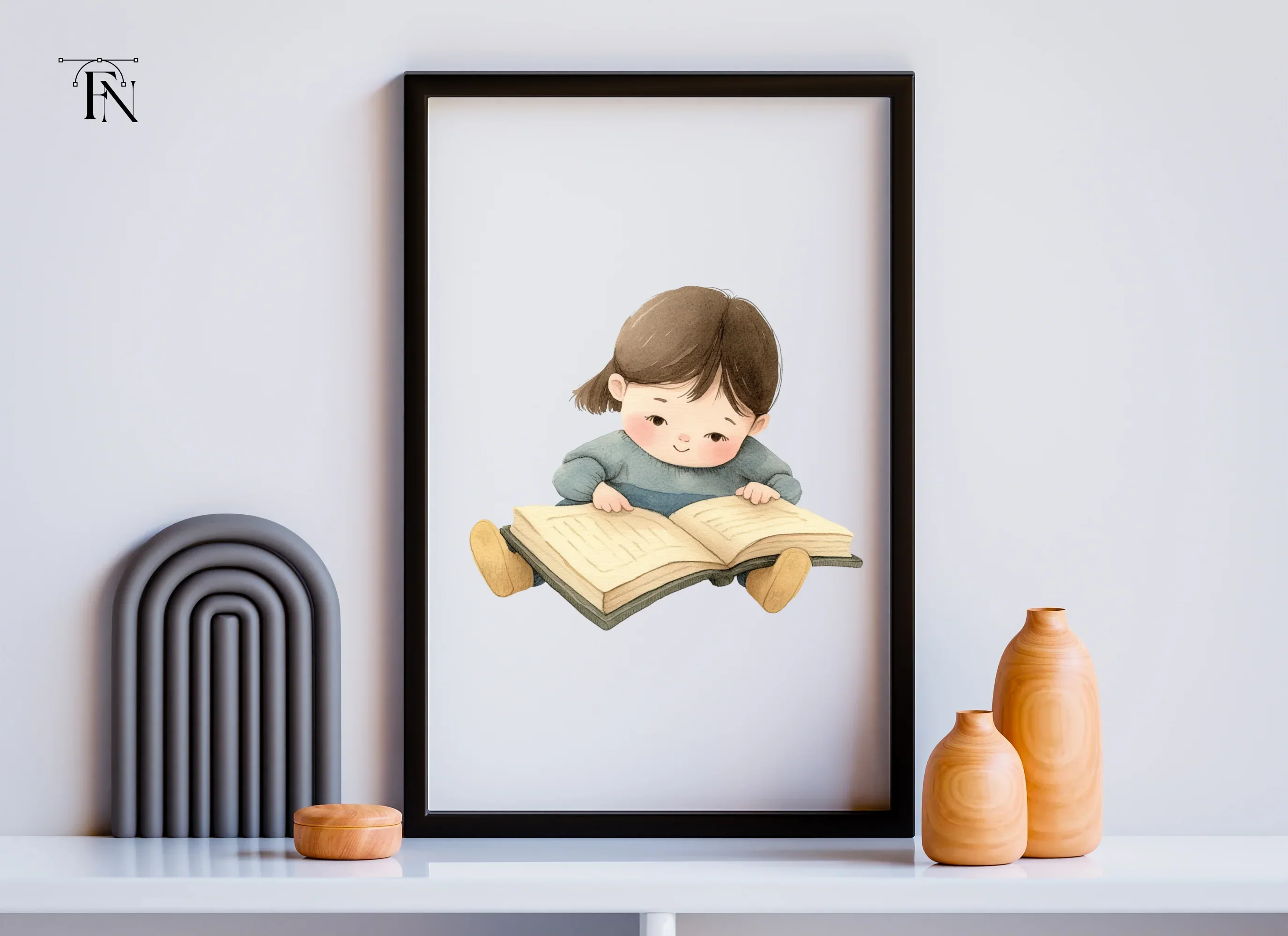 Cute Girl Reading Book Clipart Bundle - Image 3