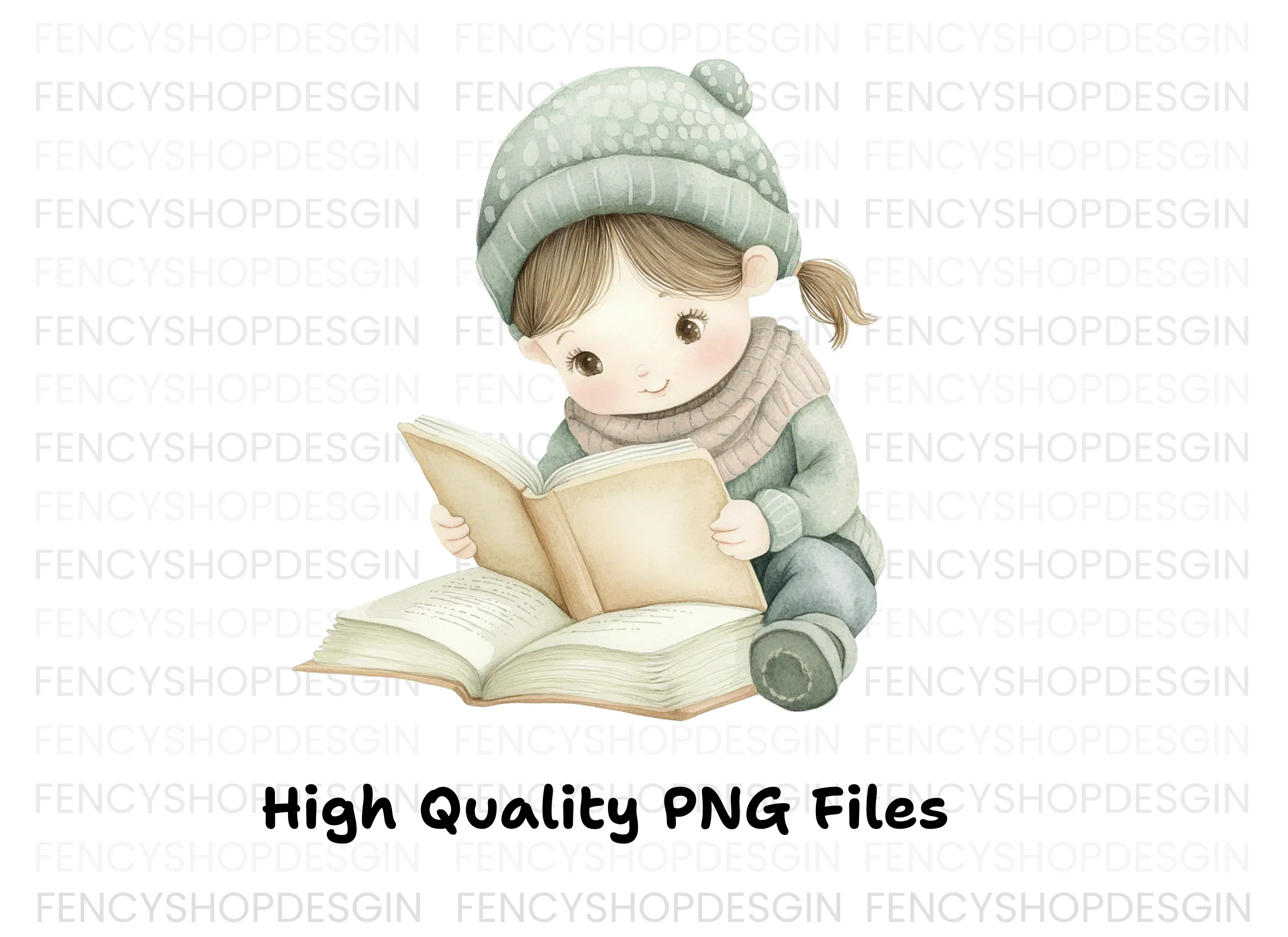 Cute Girl Reading Book Clipart Bundle - Image 3