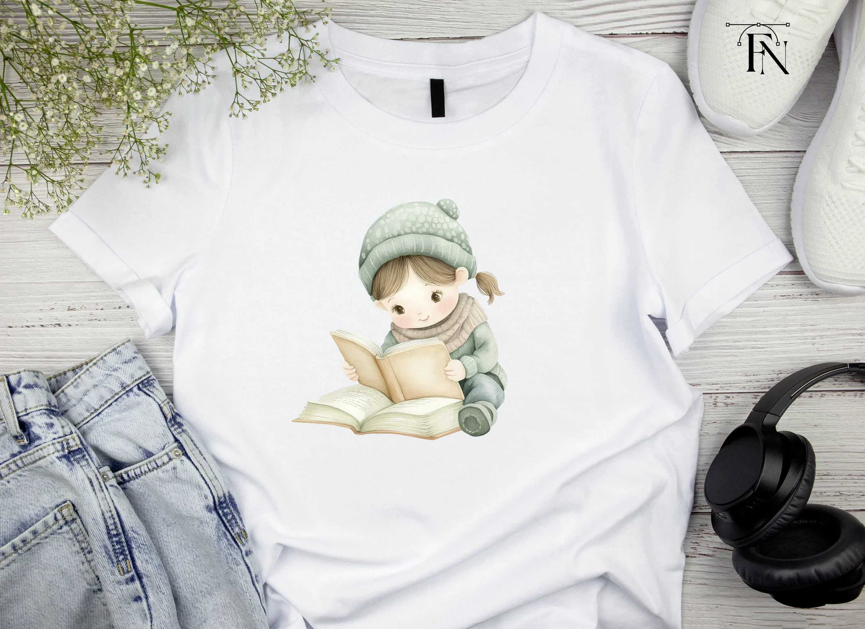 Cute Girl Reading Book Clipart Bundle - Image 4