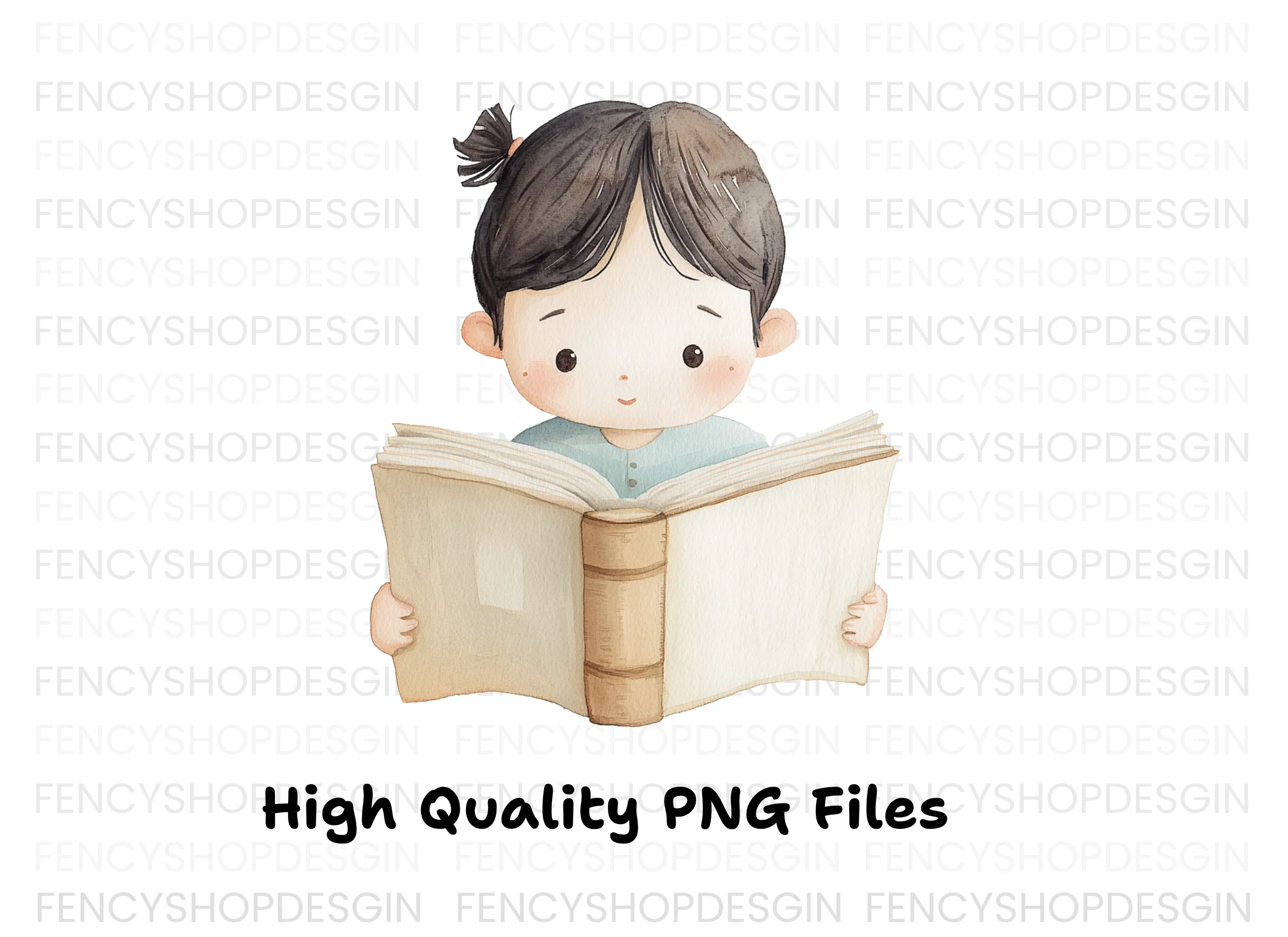 Cute Girl Reading Book Clipart Bundle - Image 3
