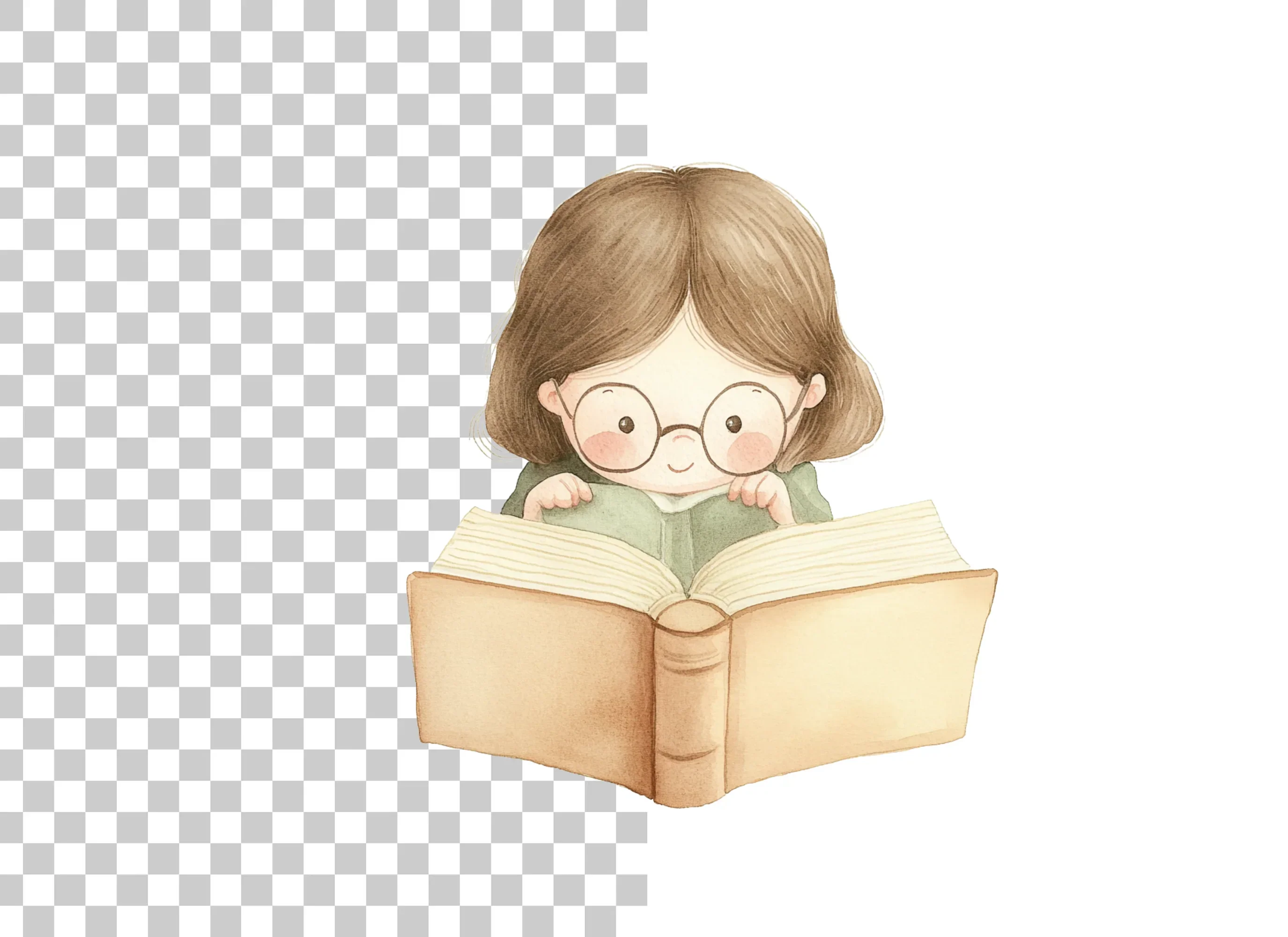 Cute Girl Reading Book Clipart Bundle - Image 2