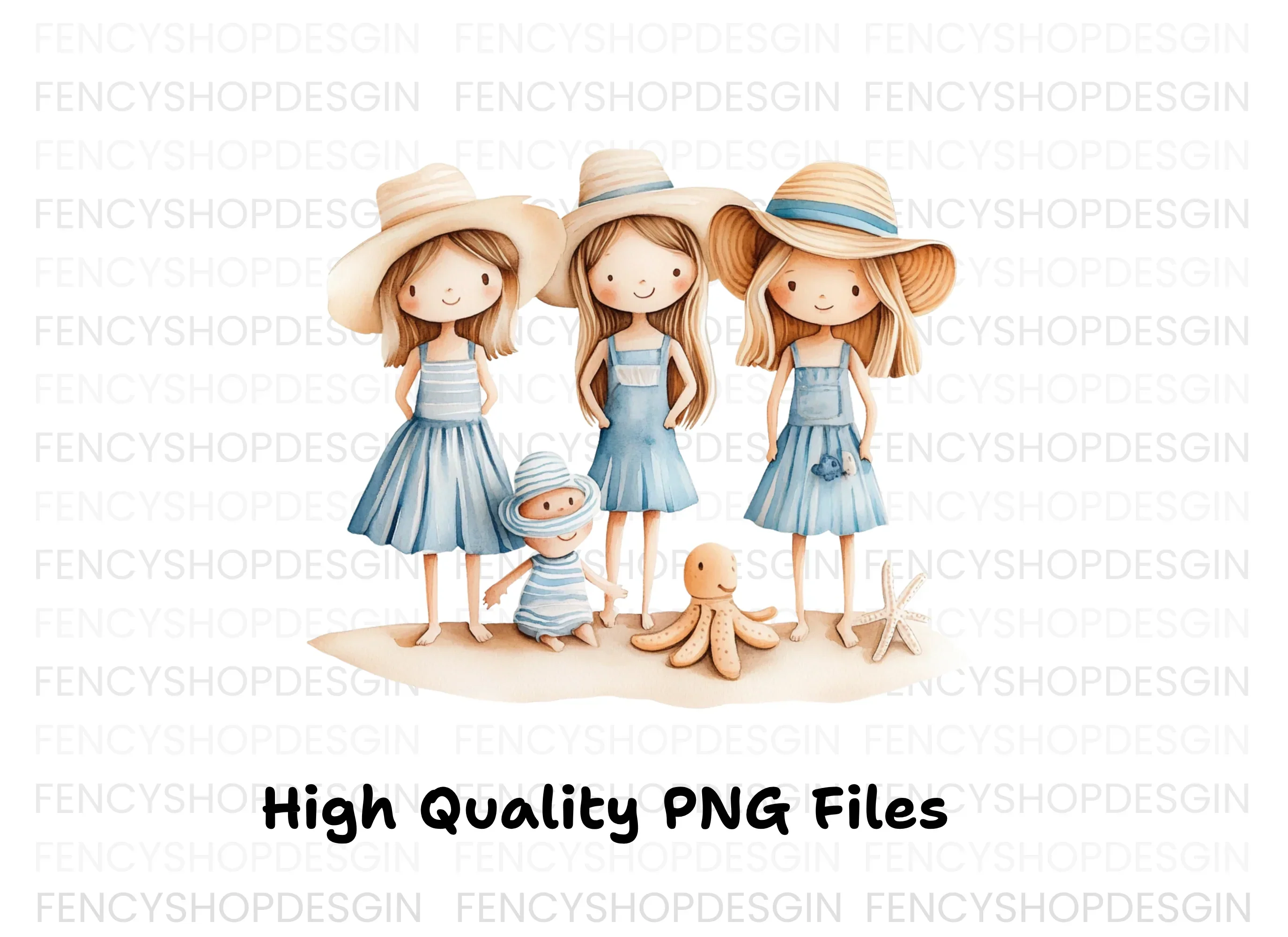 Cute Girls Beach Day Clipart Bundle - Image 5