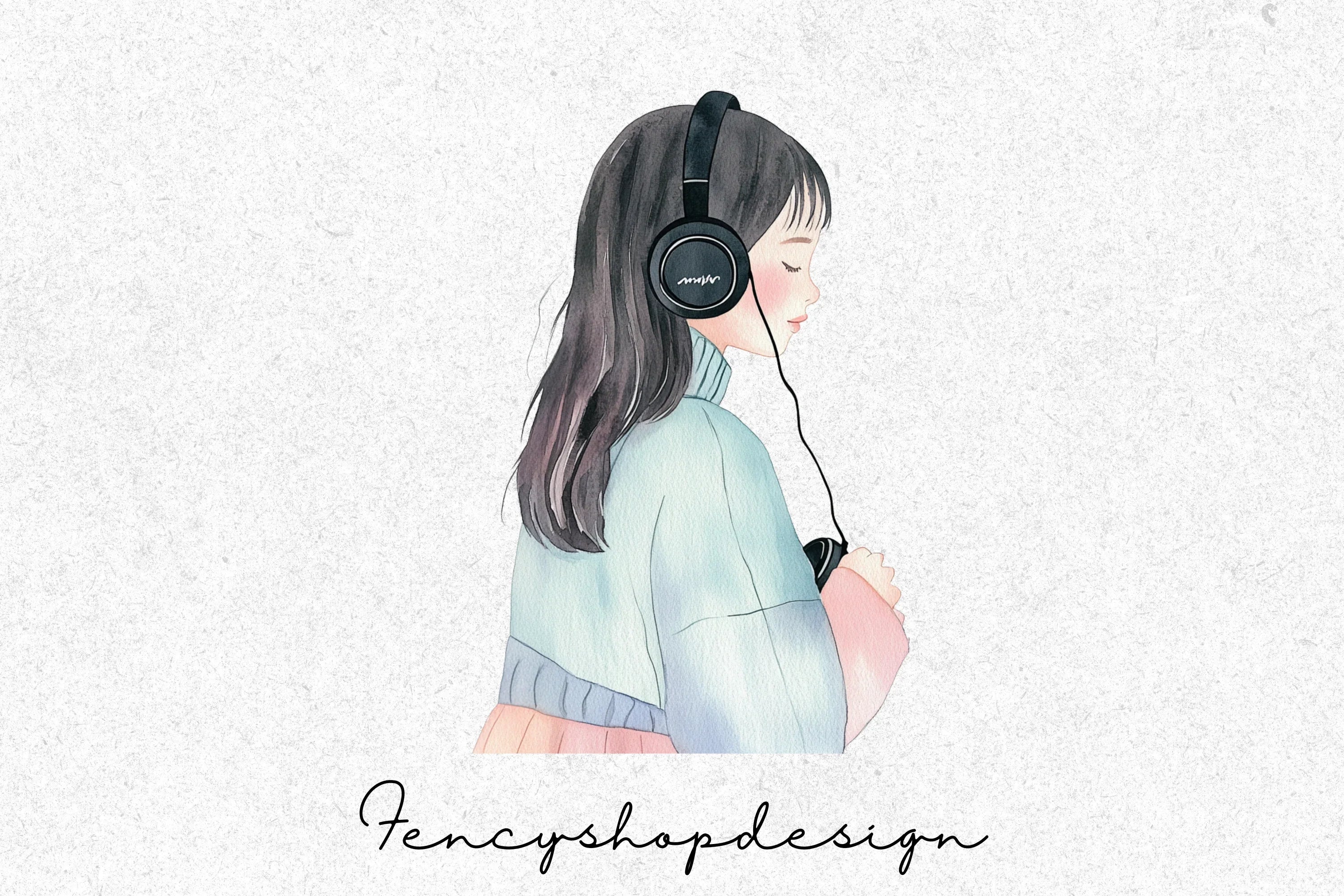 Cute Girls Music Clipart Bundle - Image 3