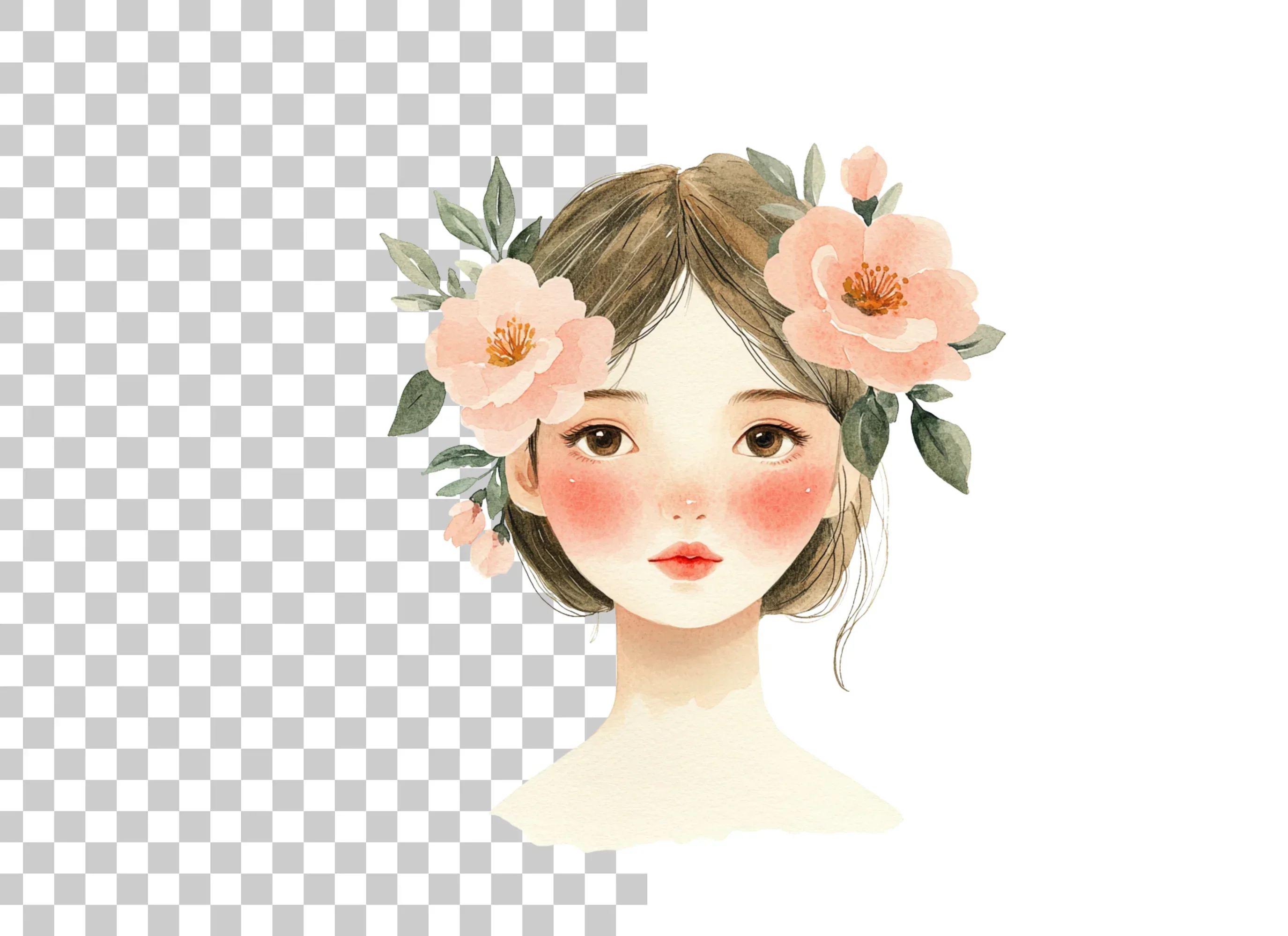 Cute Girls with Flower Crowns Clipart Bundle - Image 2