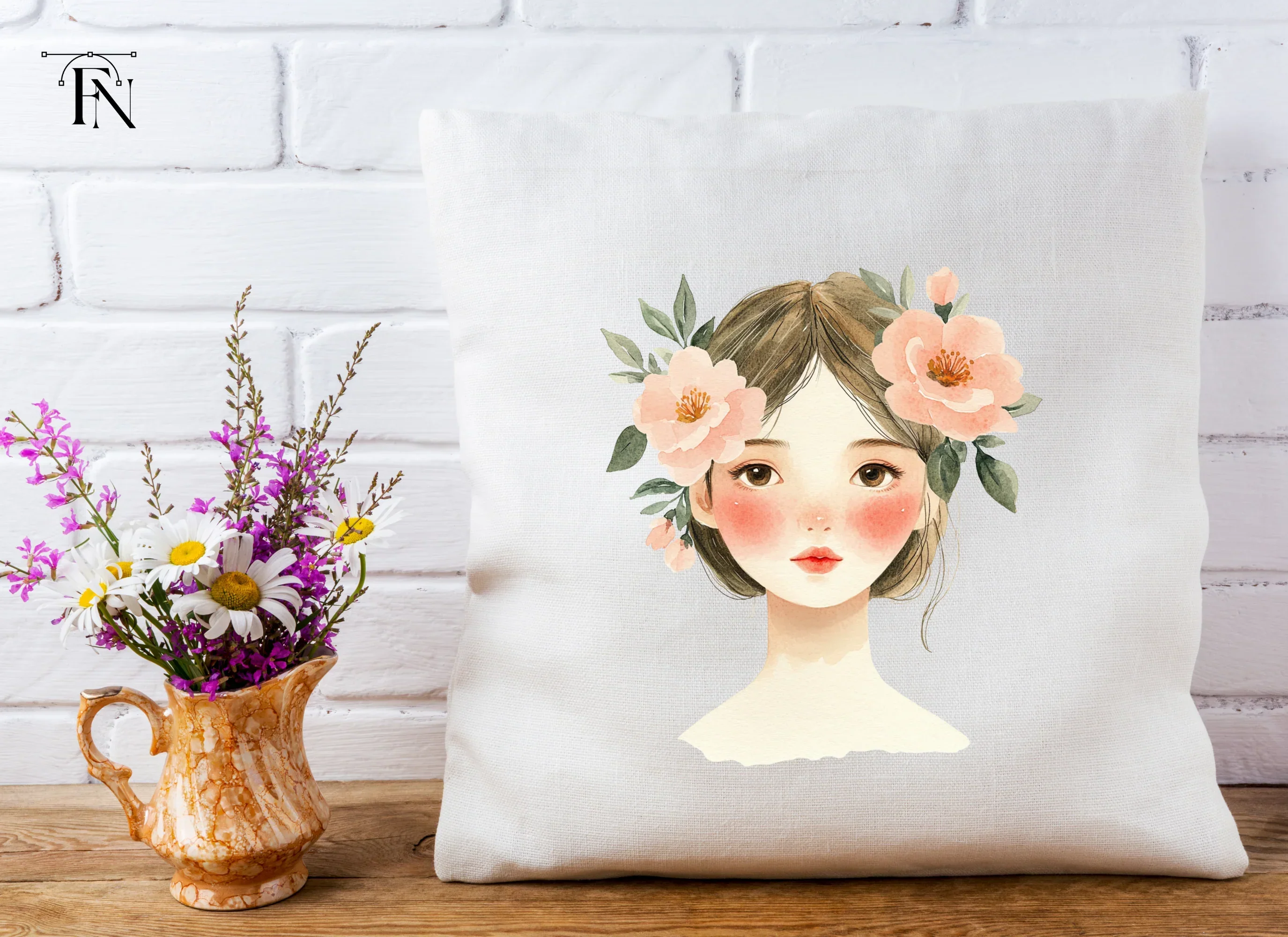 Cute Girls with Flower Crowns Clipart Bundle - Image 5