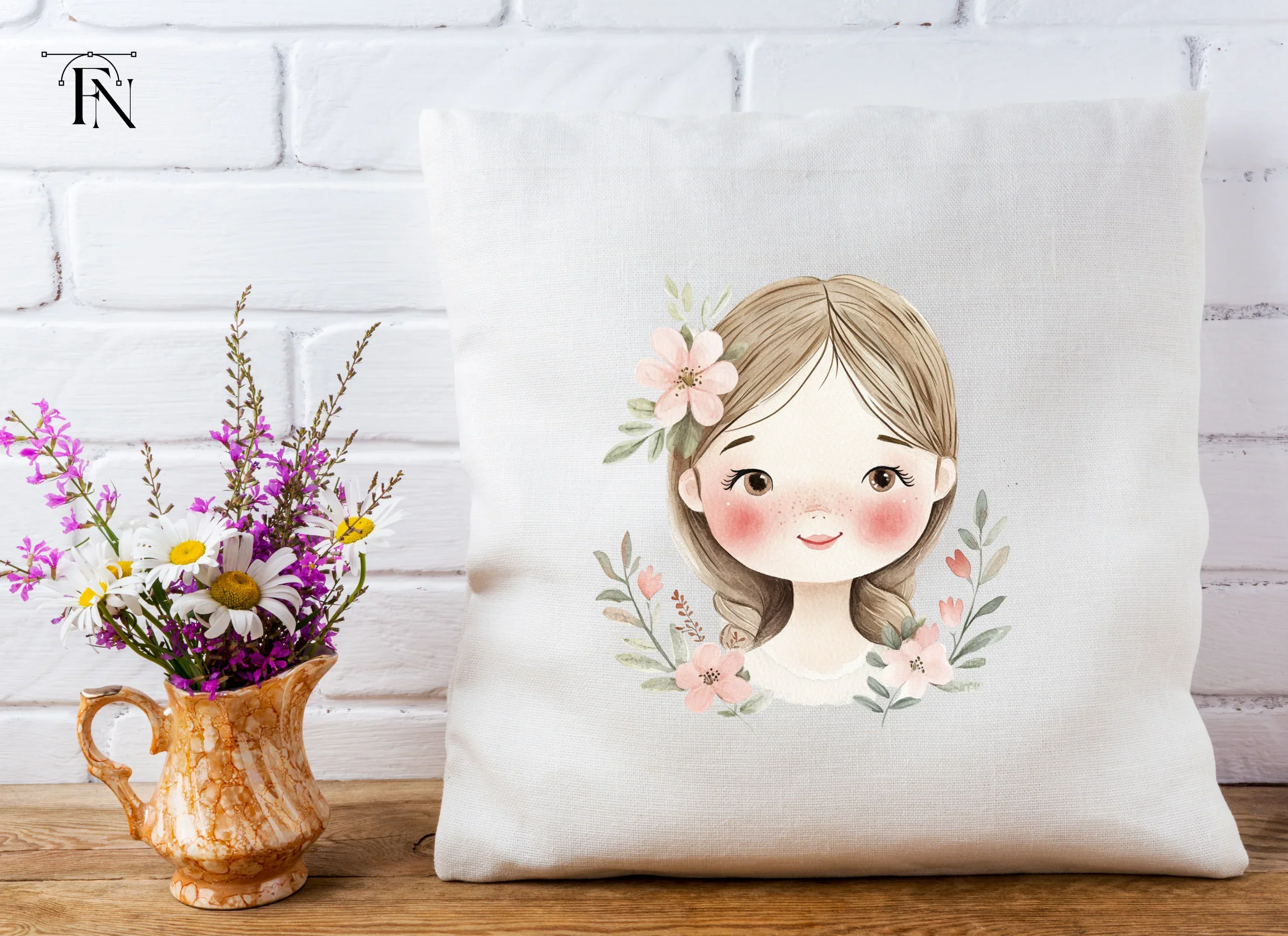 Cute Girls with Flowers Clipart Bundle - Image 4