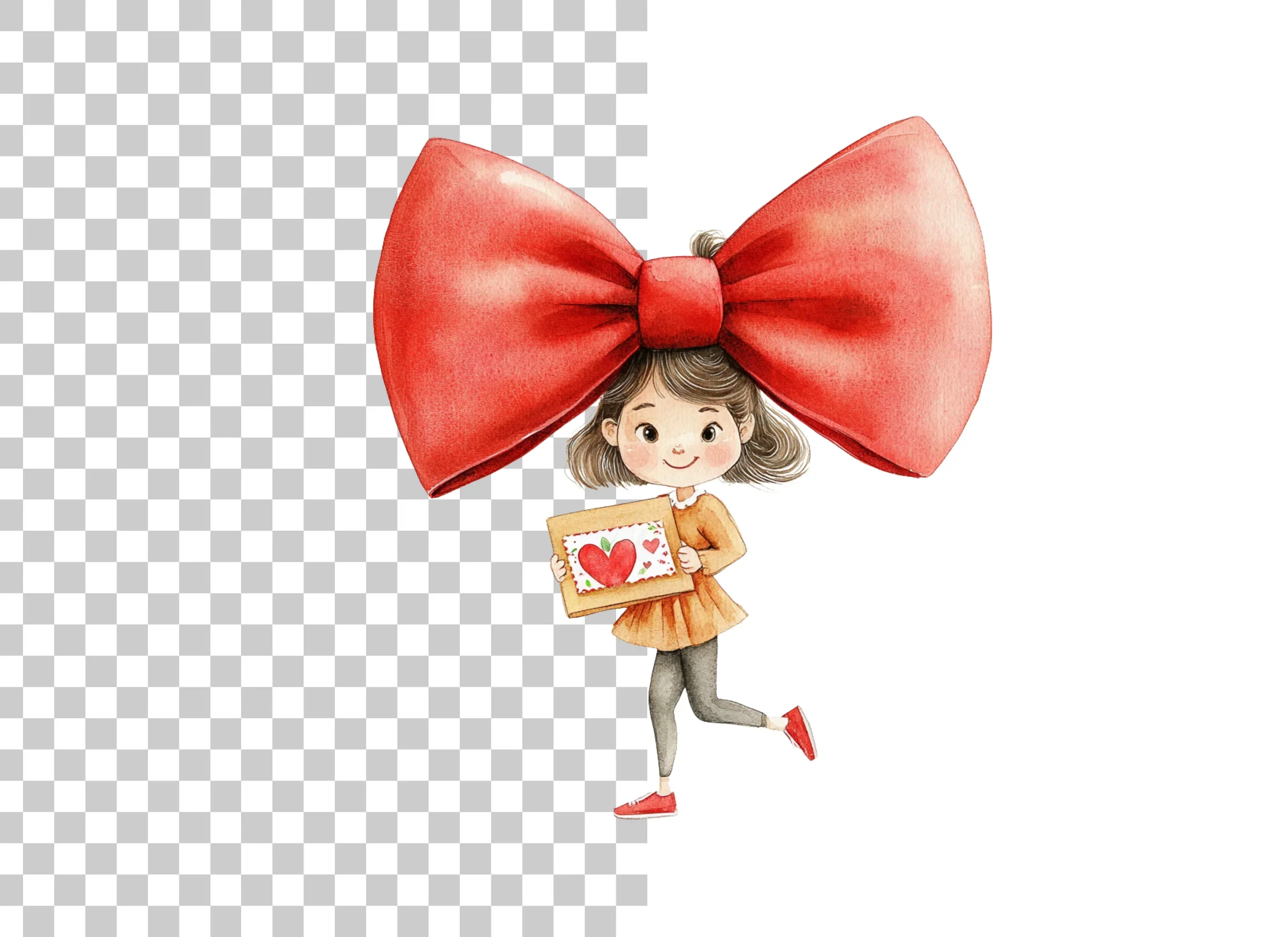 Cute Girls with Red Bows Clipart Bundle - Image 2