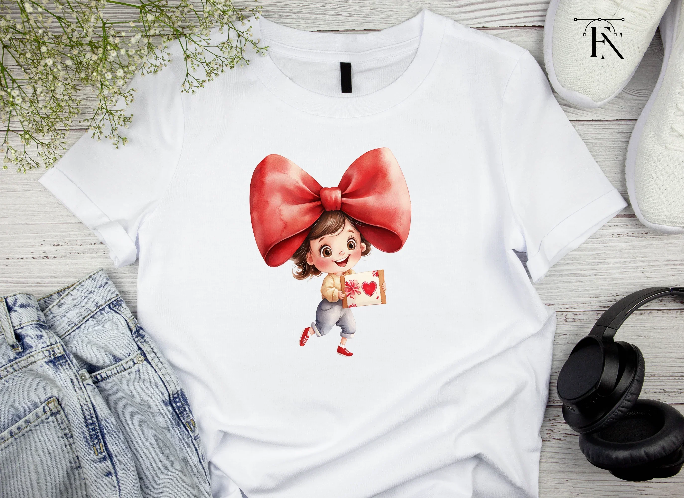 Cute Girls with Red Bows Clipart Bundle - Image 4