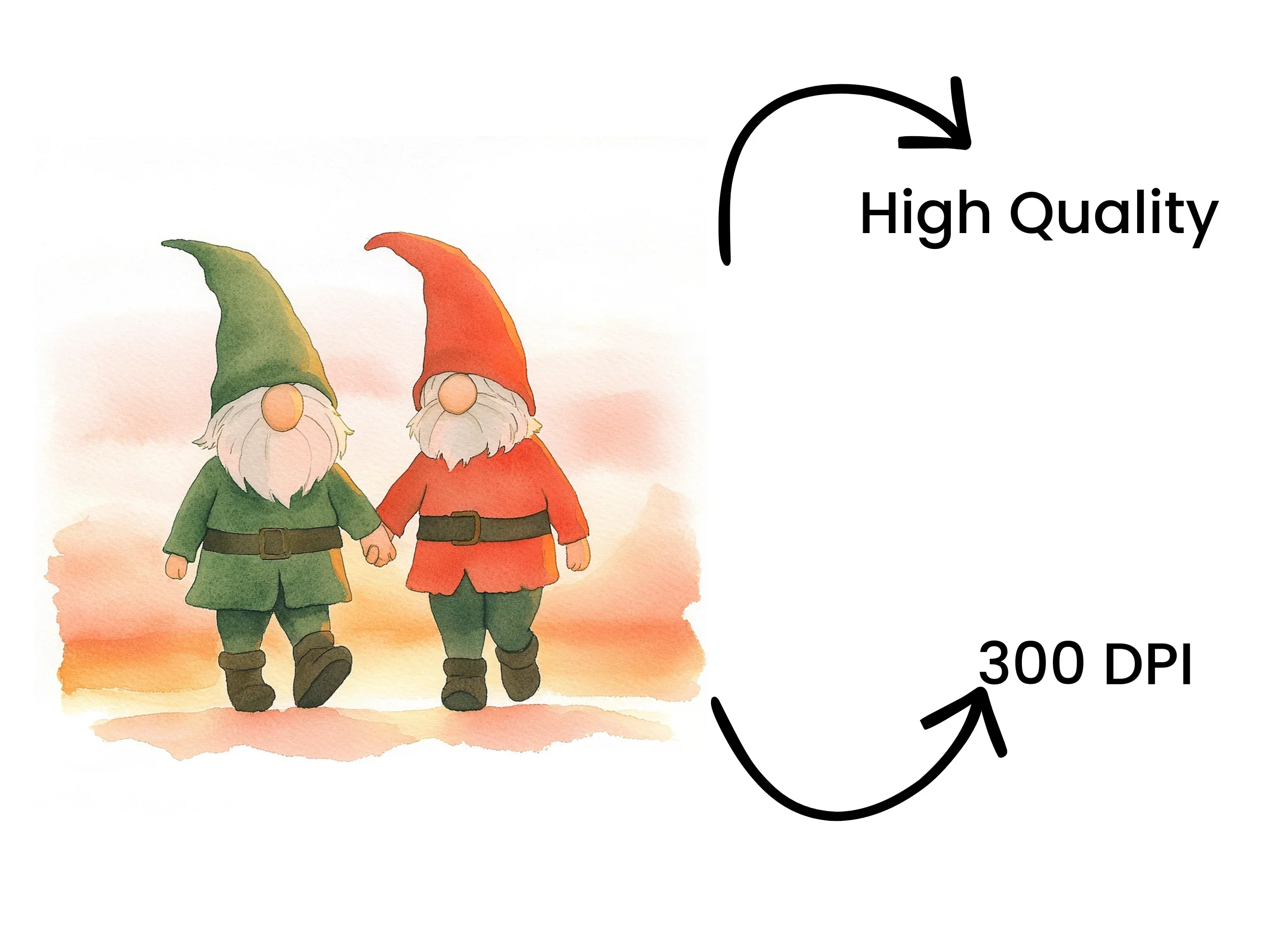 Cute Gnome Couple Walking Clipart Bundle - Image 4