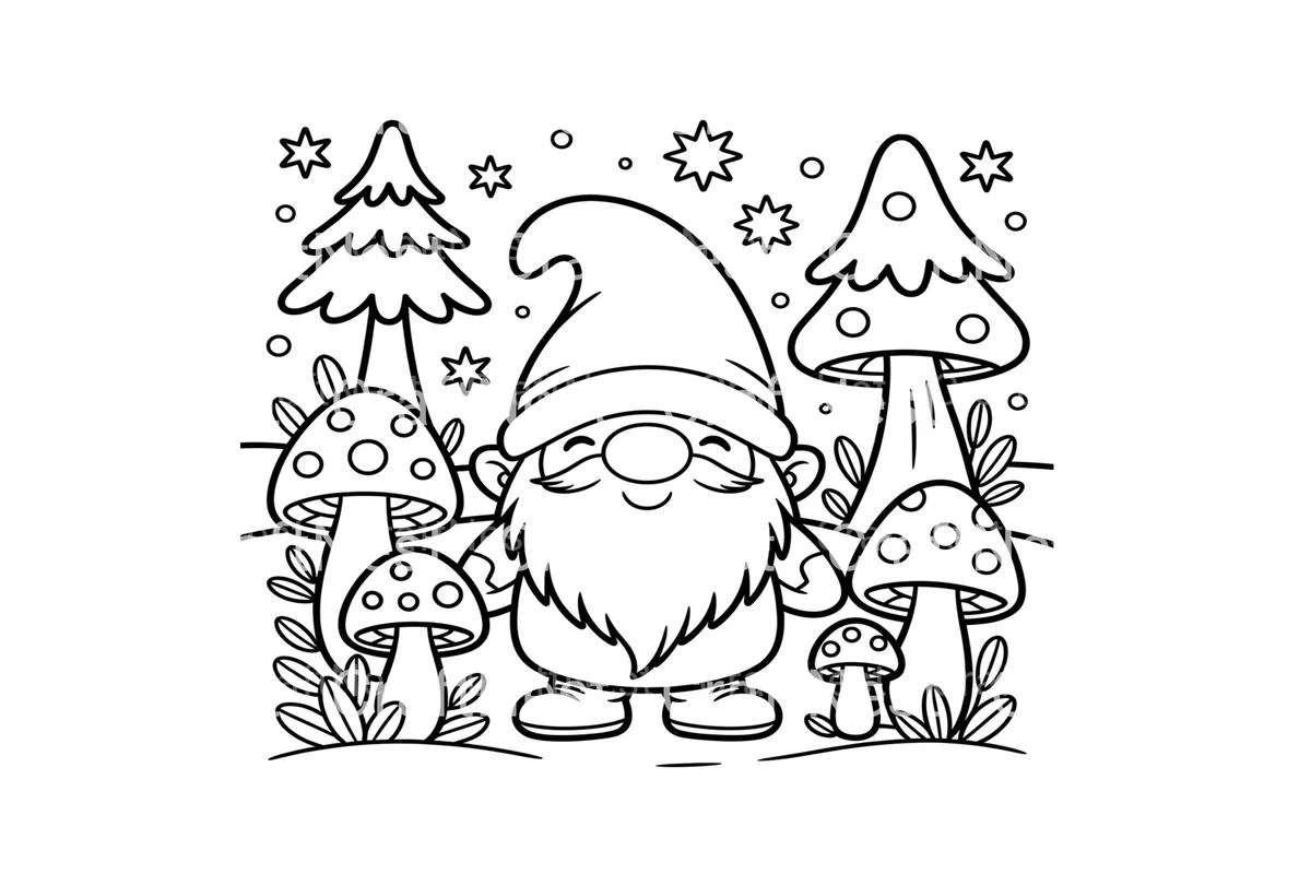 Cute Gnome Mushroom Forest Coloring Books - Image 4