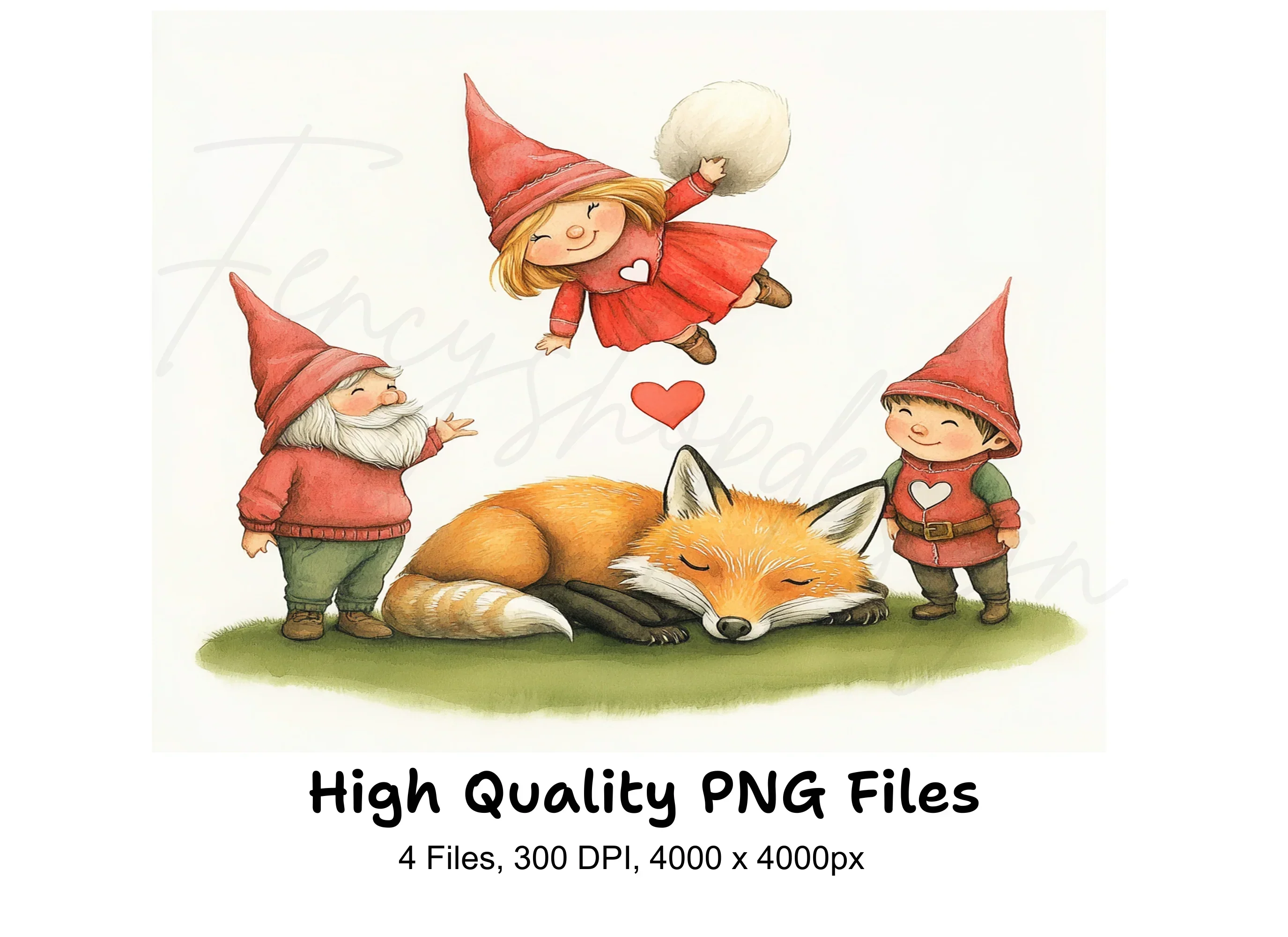 Cute Gnomes and Fox Clipart Bundle