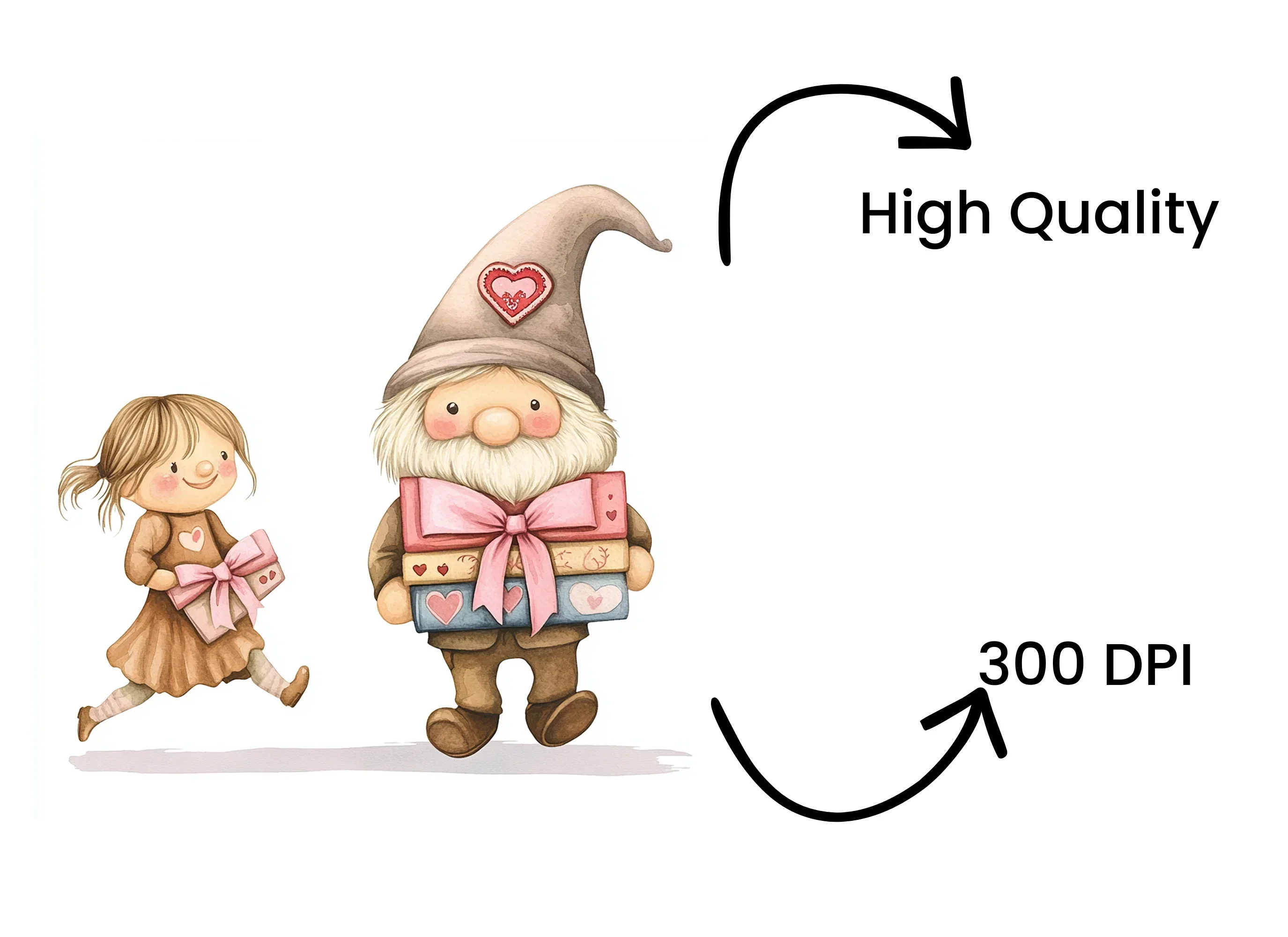 Cute Gnomes and Girls with Books Clipart Bundle - Image 4