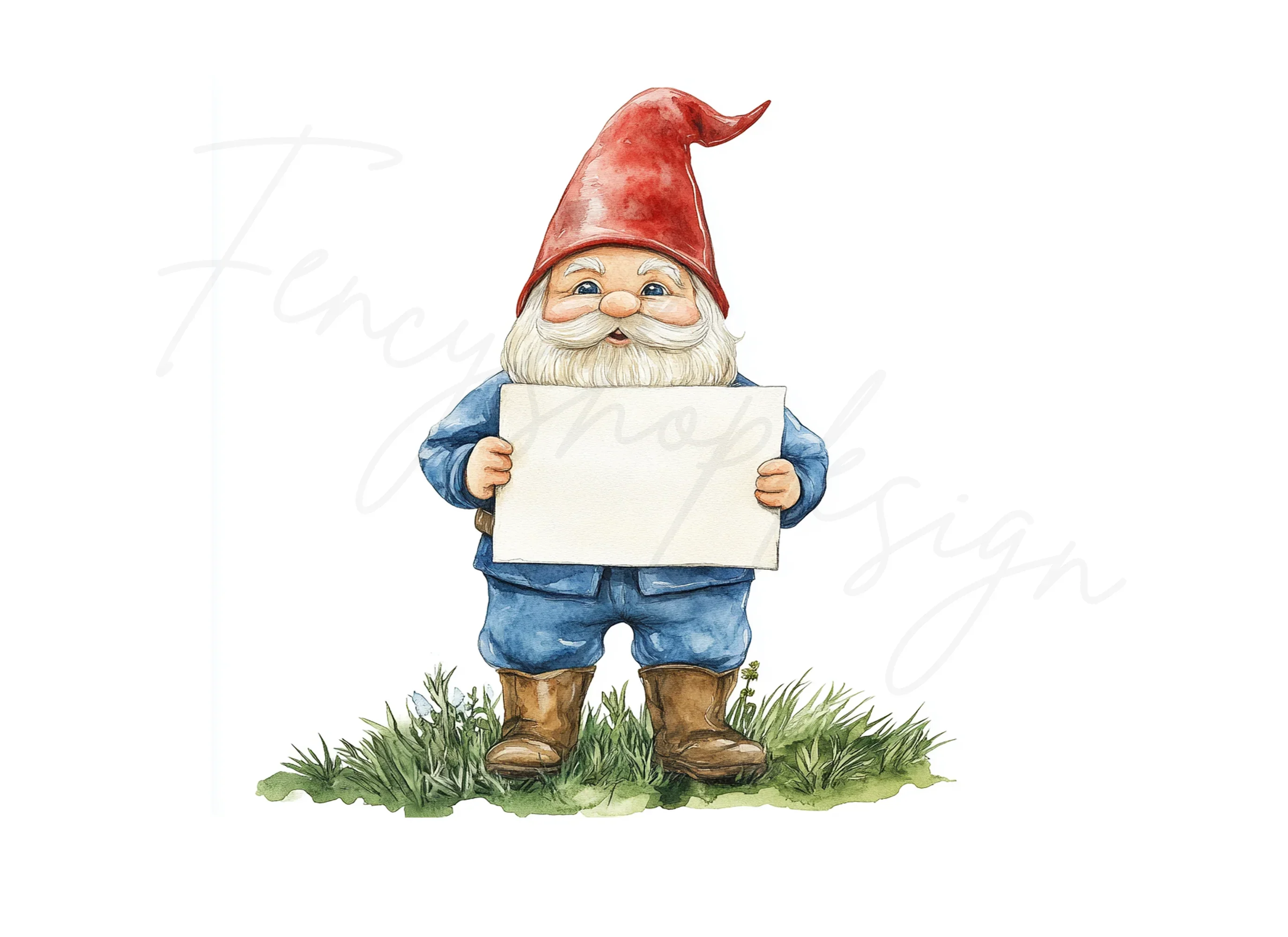 Cute Gnomes Holding Blank Signs Clipart Bundle - Image 3