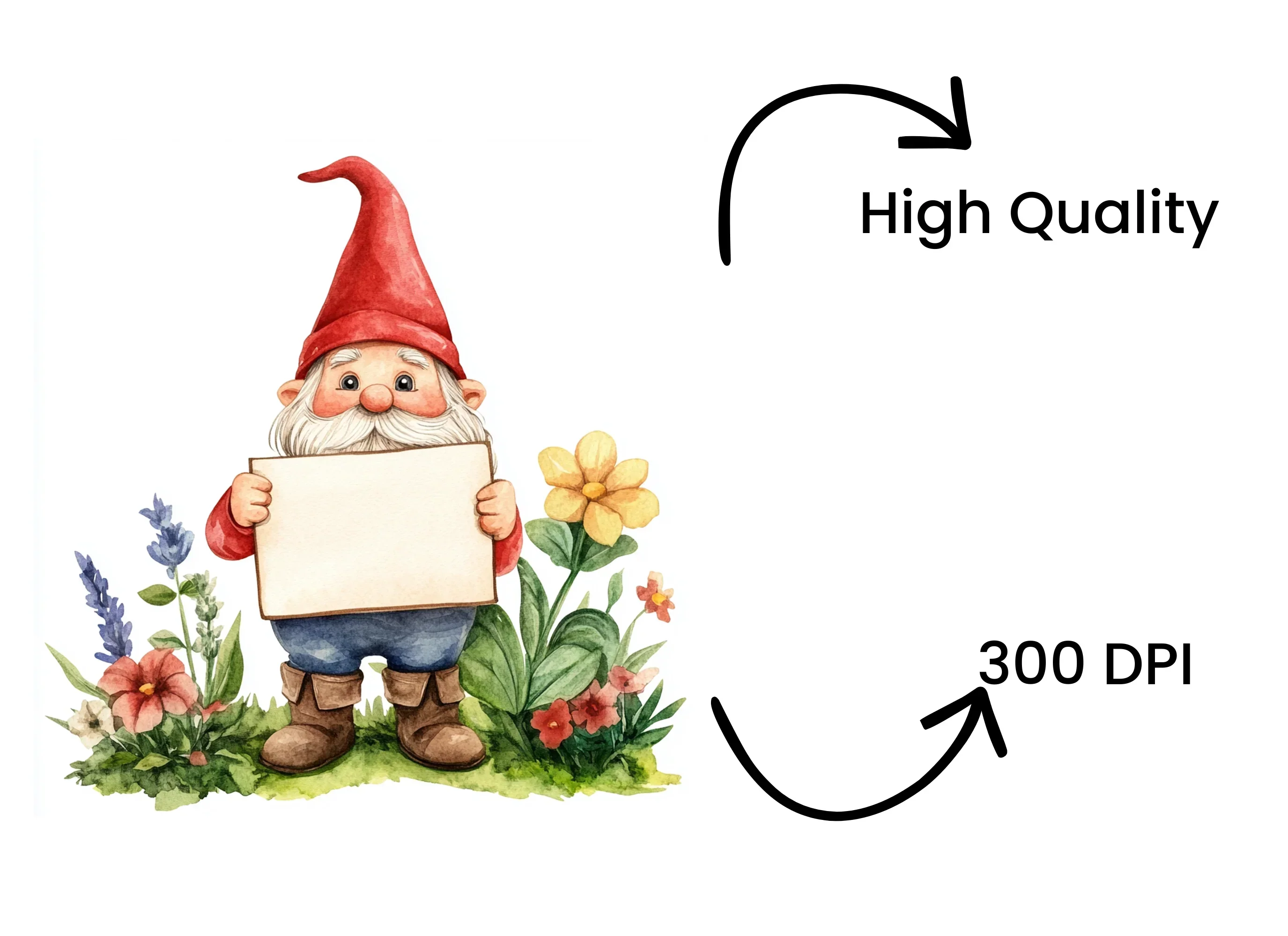 Cute Gnomes Holding Blank Signs Clipart Bundle - Image 4