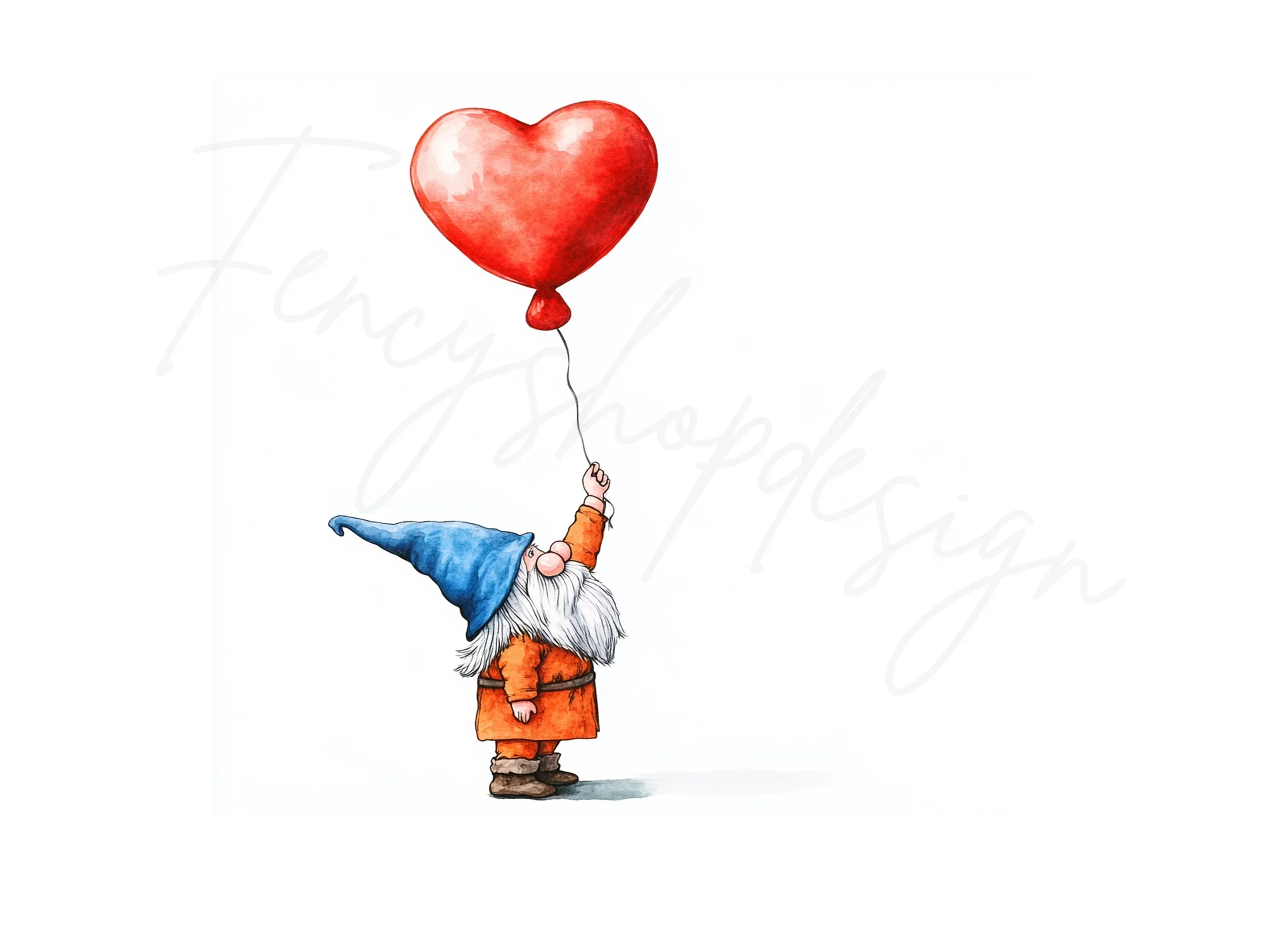 Cute Gnomes with Heart Balloon Clipart Bundle - Image 3