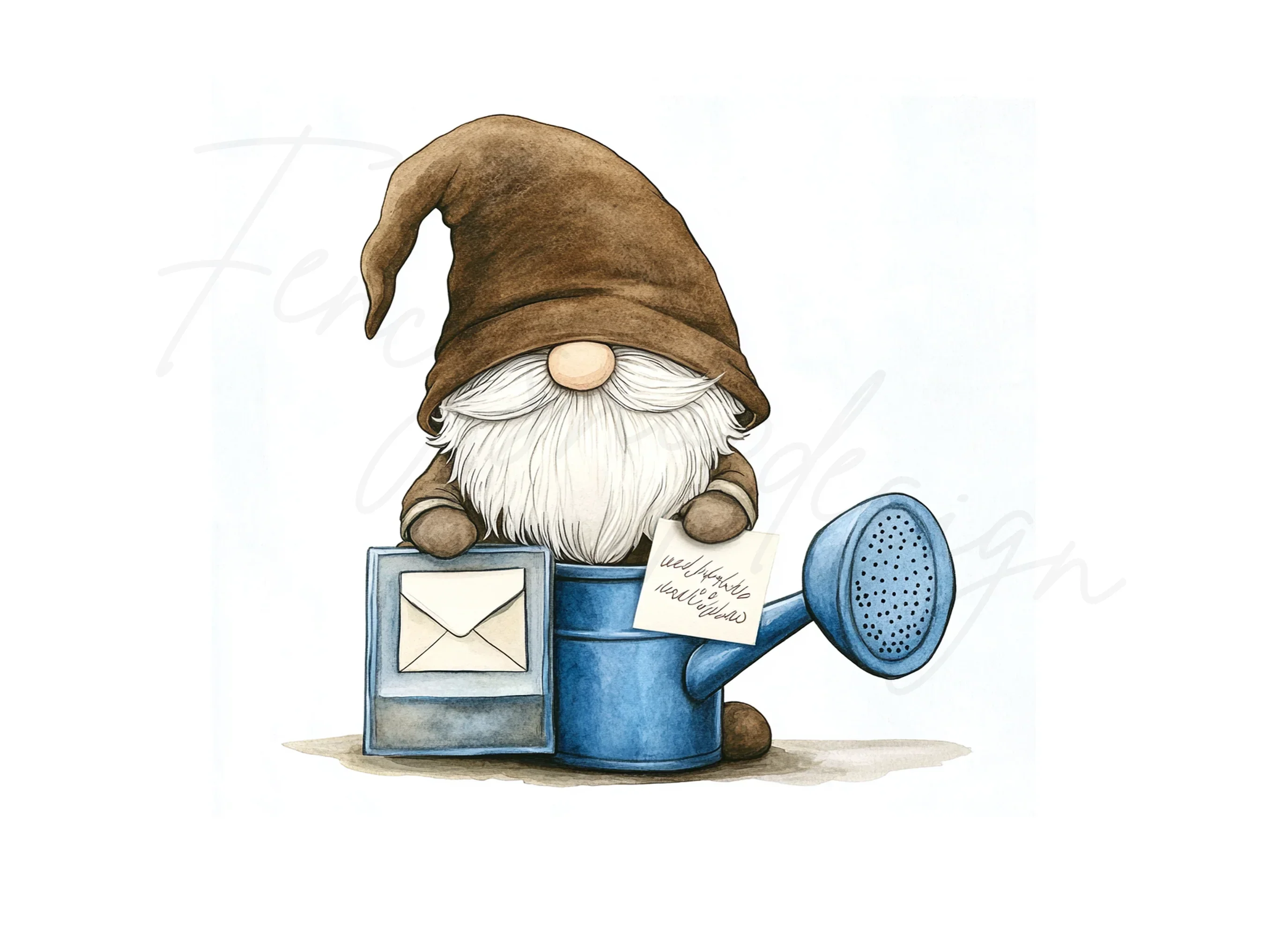 Cute Gnomes with Watering Cans Clipart Bundle - Image 2