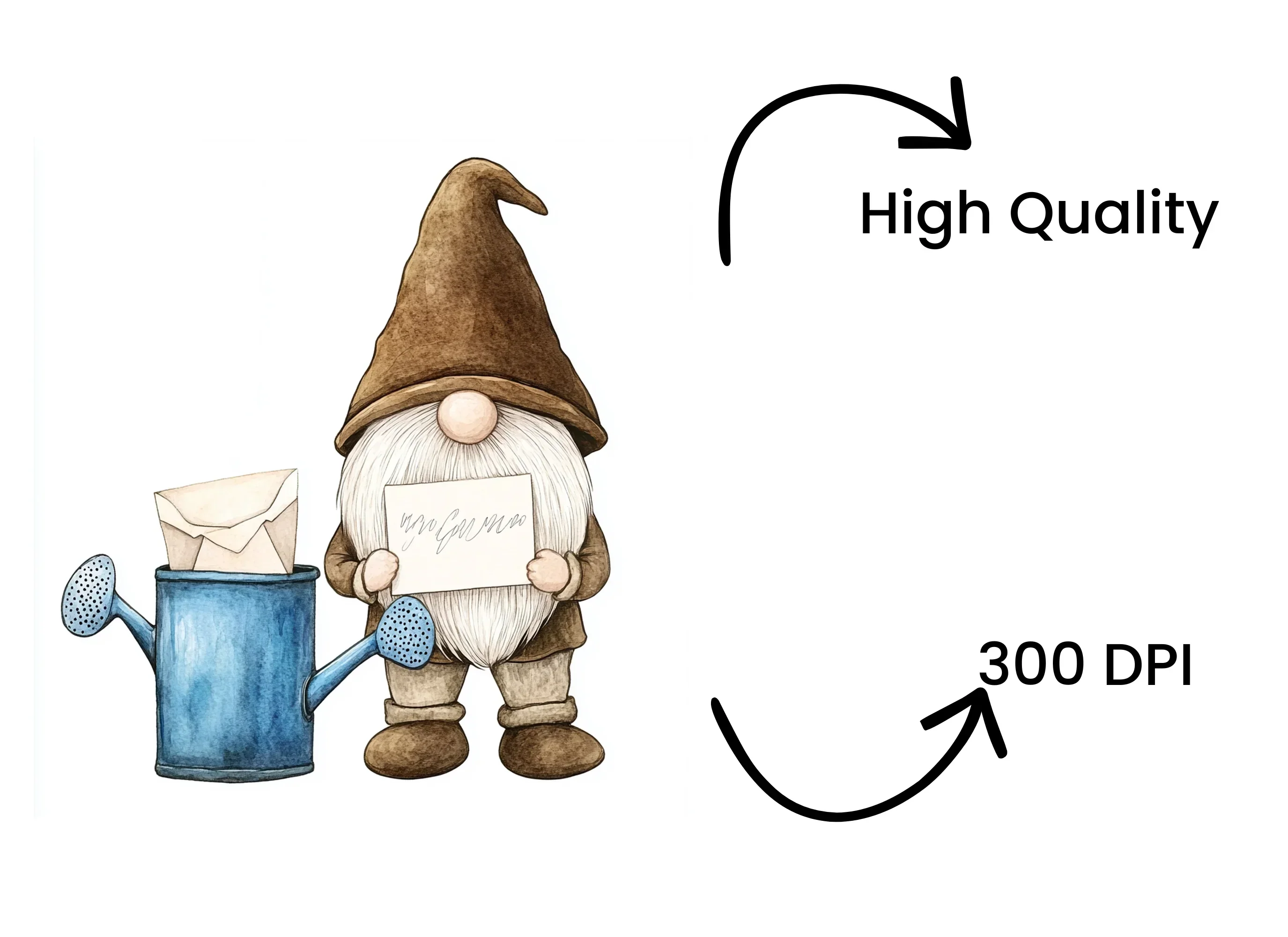 Cute Gnomes with Watering Cans Clipart Bundle - Image 4