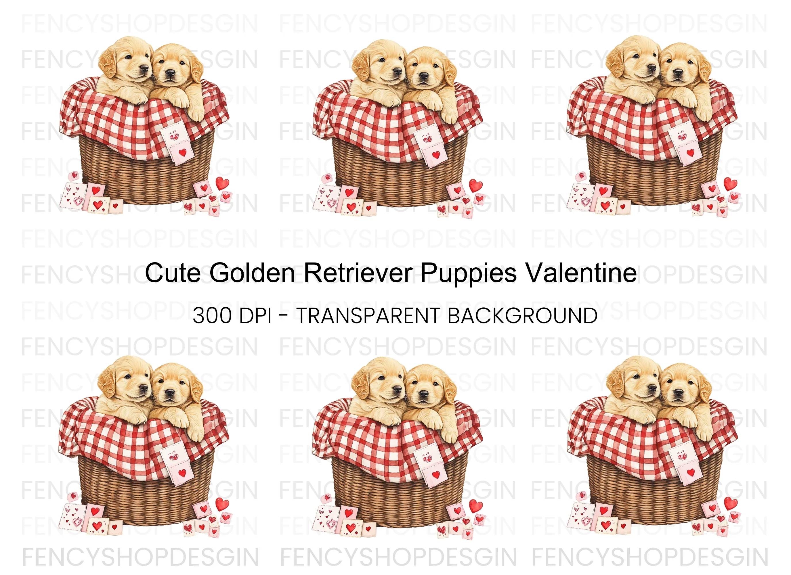 Cute Golden Retriever Puppies Clipart Bundle