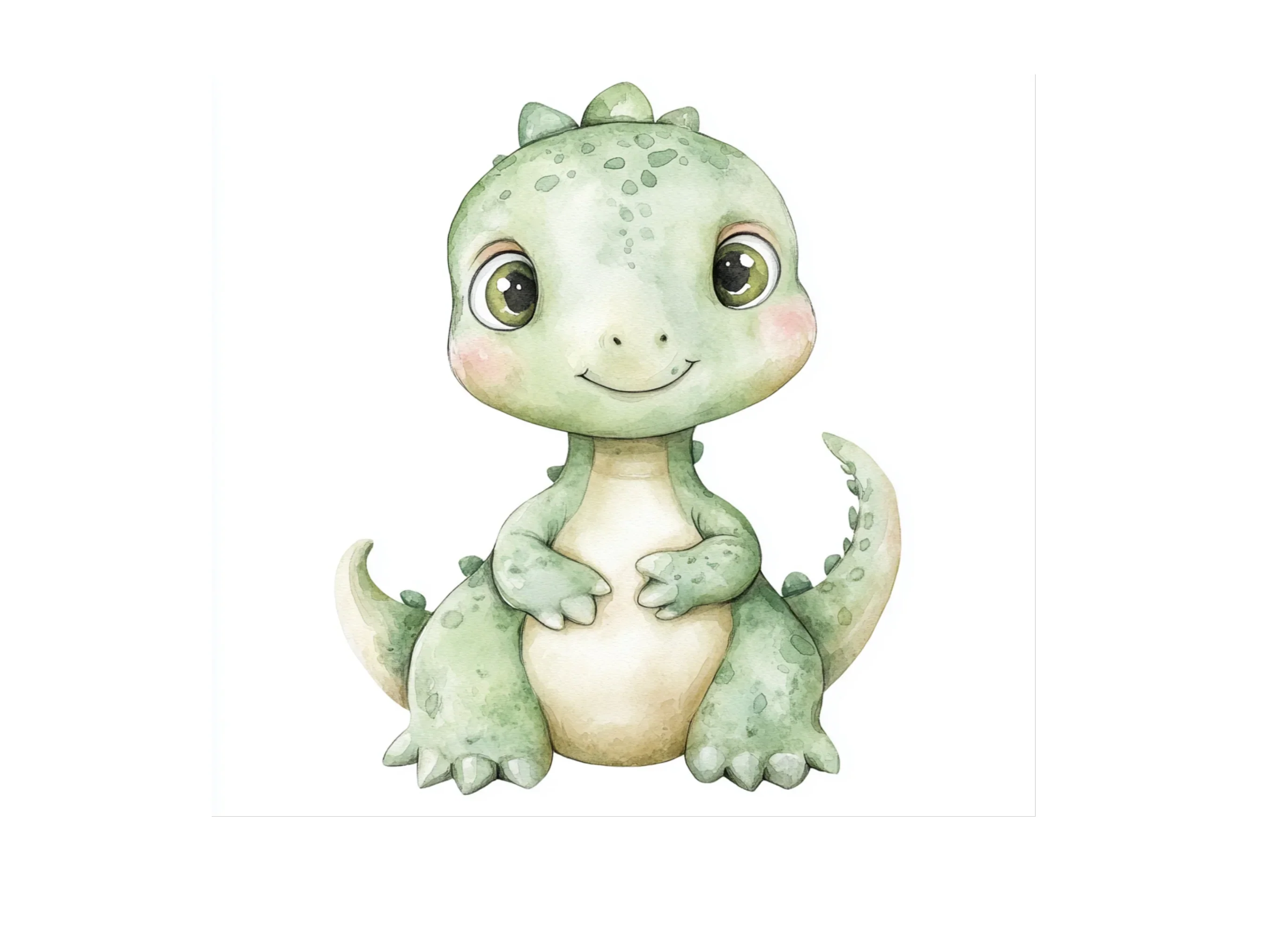 Cute Green Baby Dinosaur Clipart Bundle - Image 3