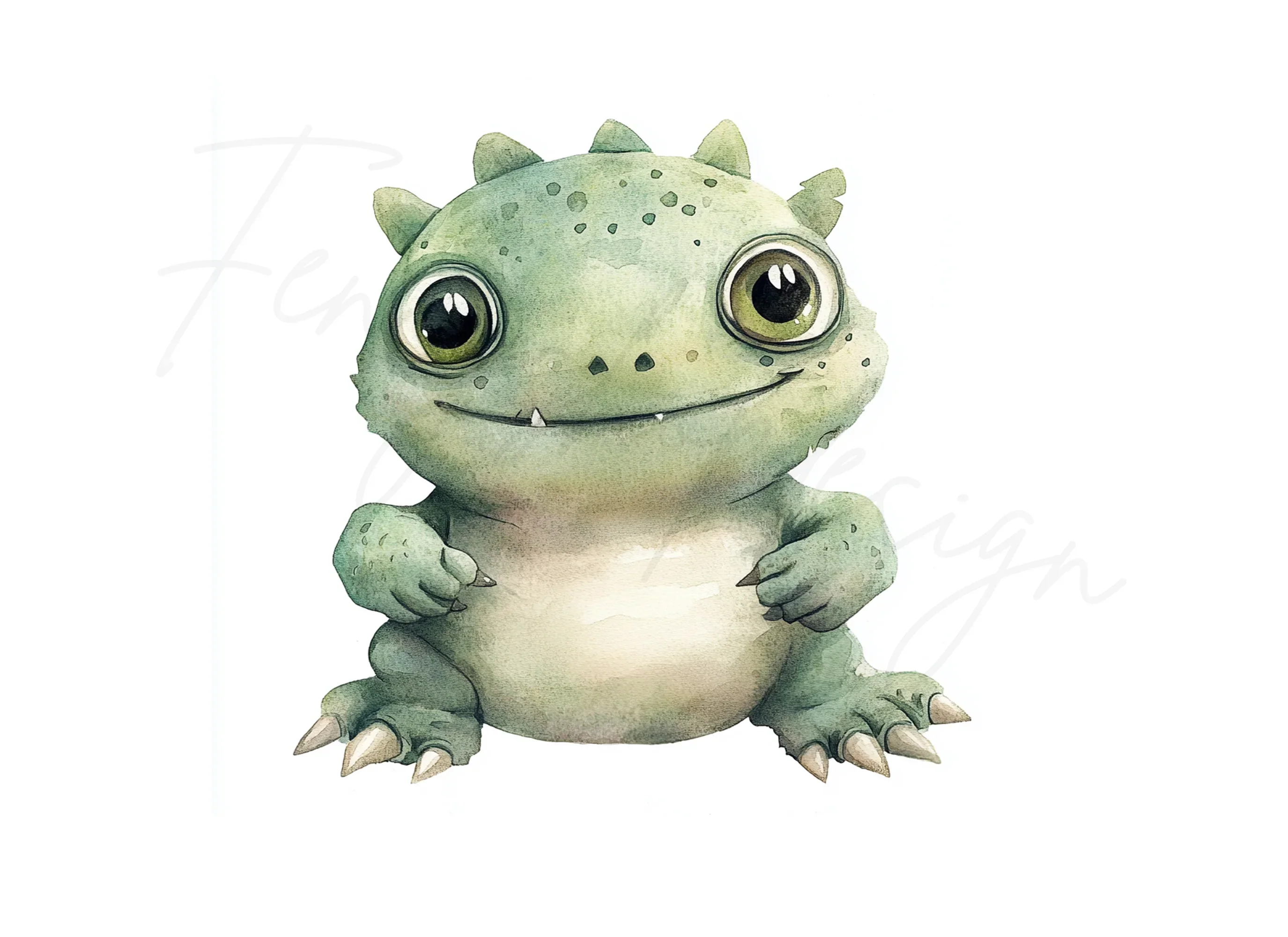 Cute Green Baby Dragon Clipart Bundle - Image 2