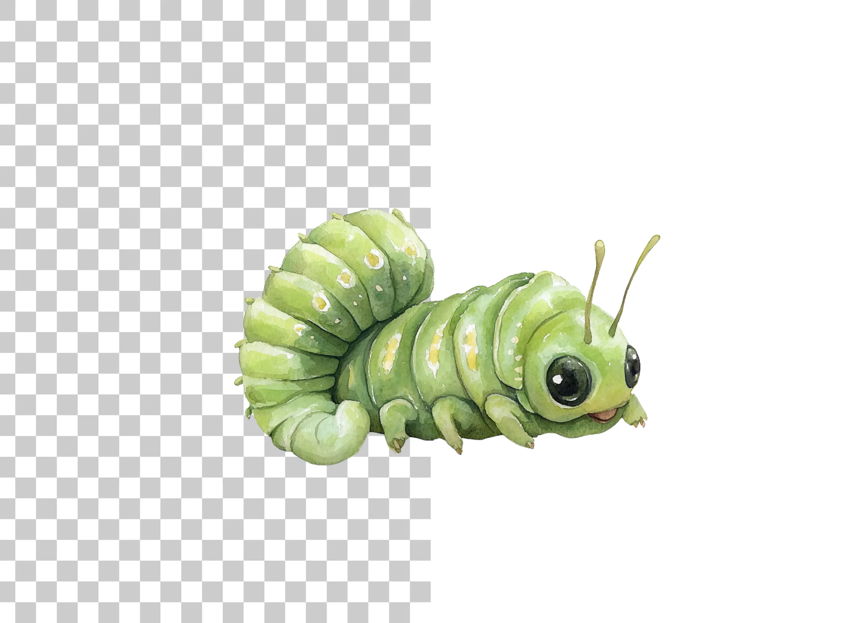 Cute Green Caterpillar Clipart Bundle - Image 2