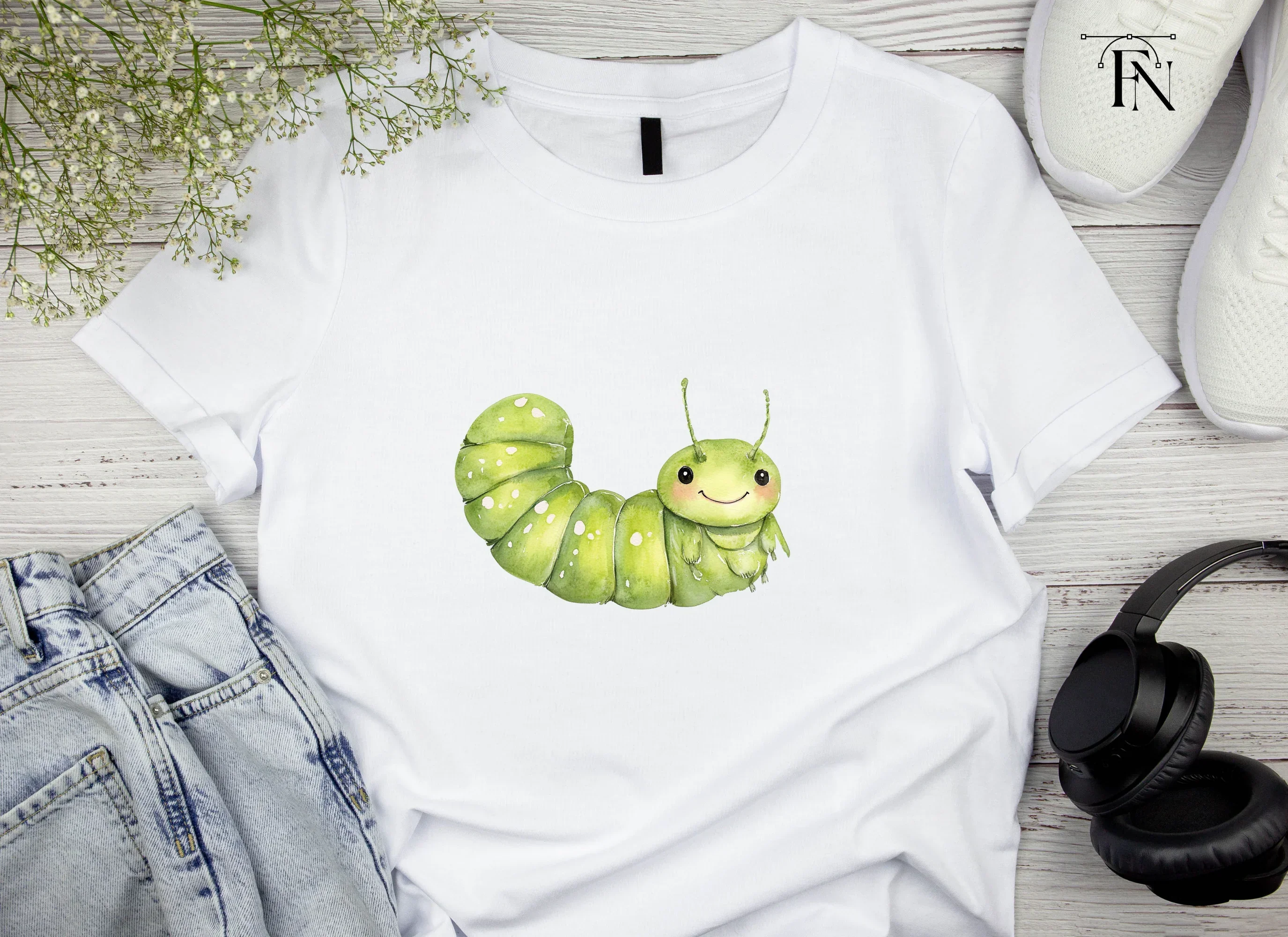 Cute Green Caterpillar Clipart Bundle - Image 3