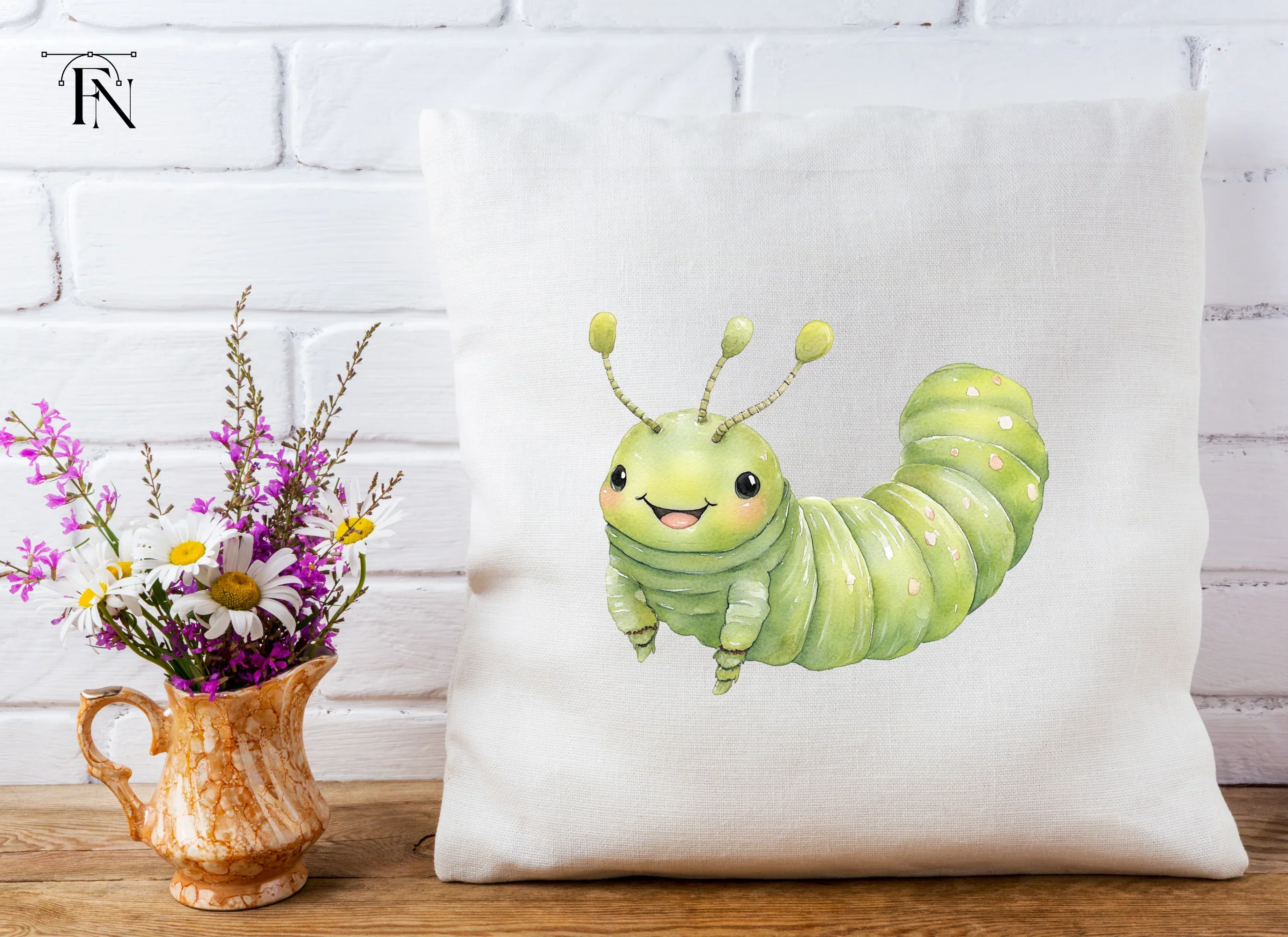 Cute Green Caterpillar Clipart Bundle - Image 4