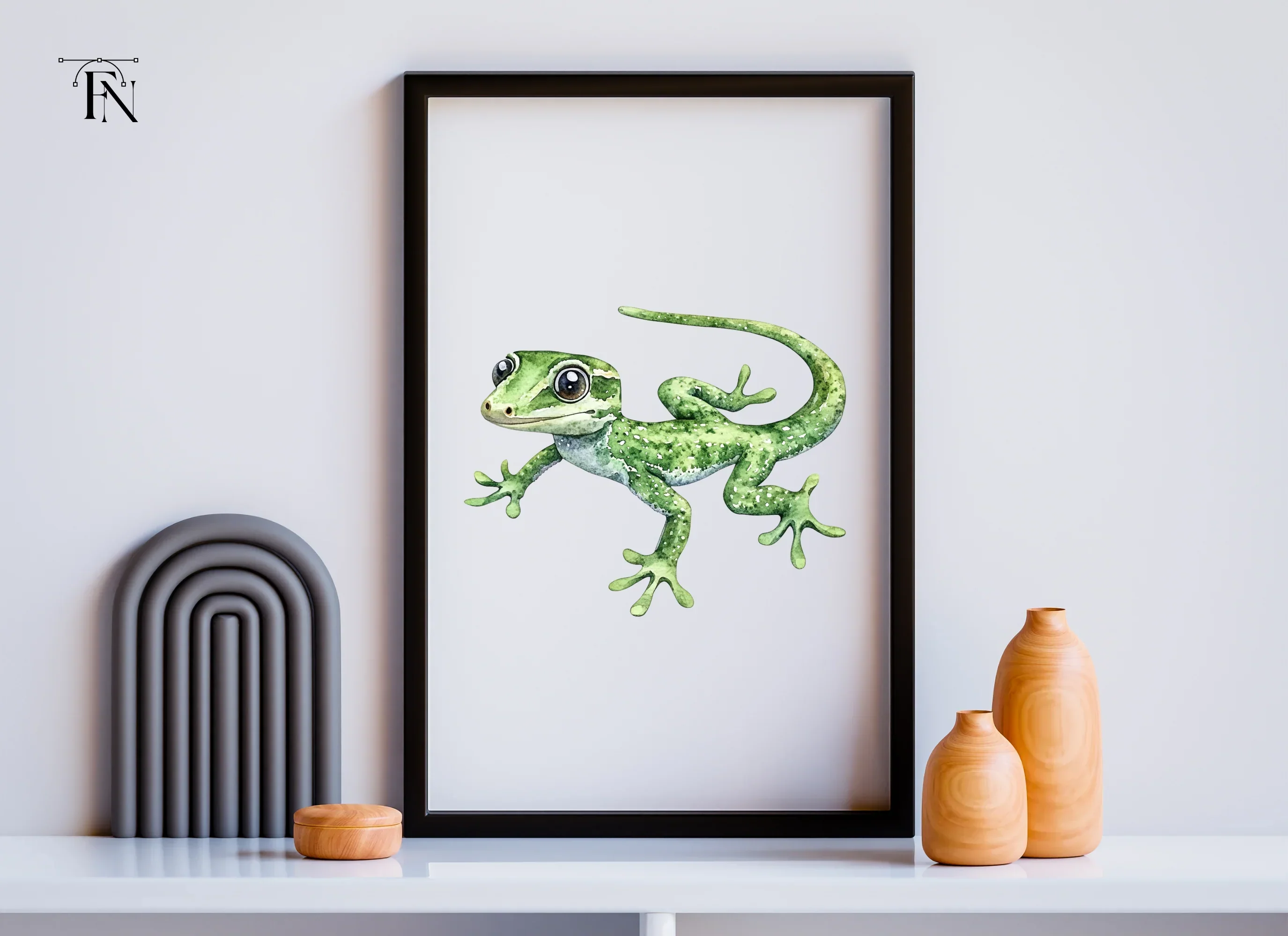 Cute Green Gecko Clipart Bundle - Image 3