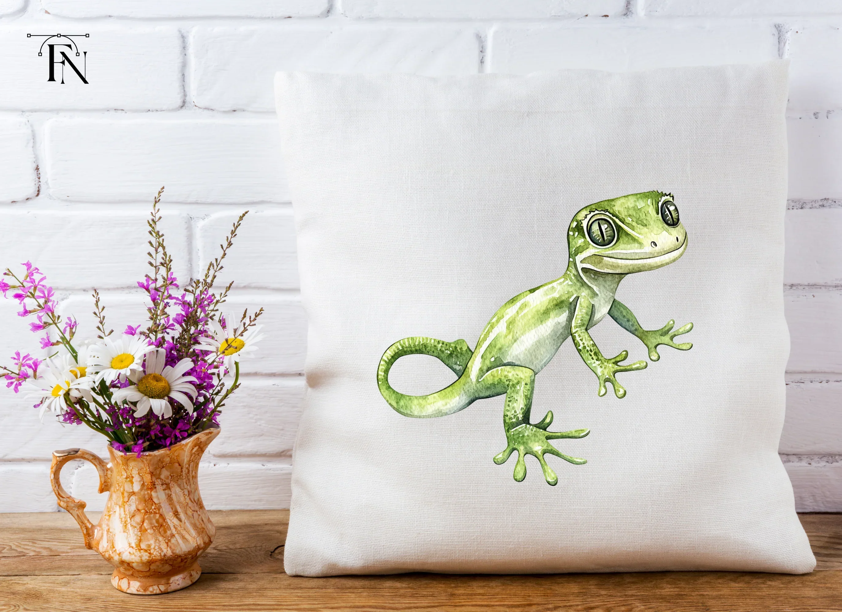 Cute Green Gecko Clipart Bundle - Image 4