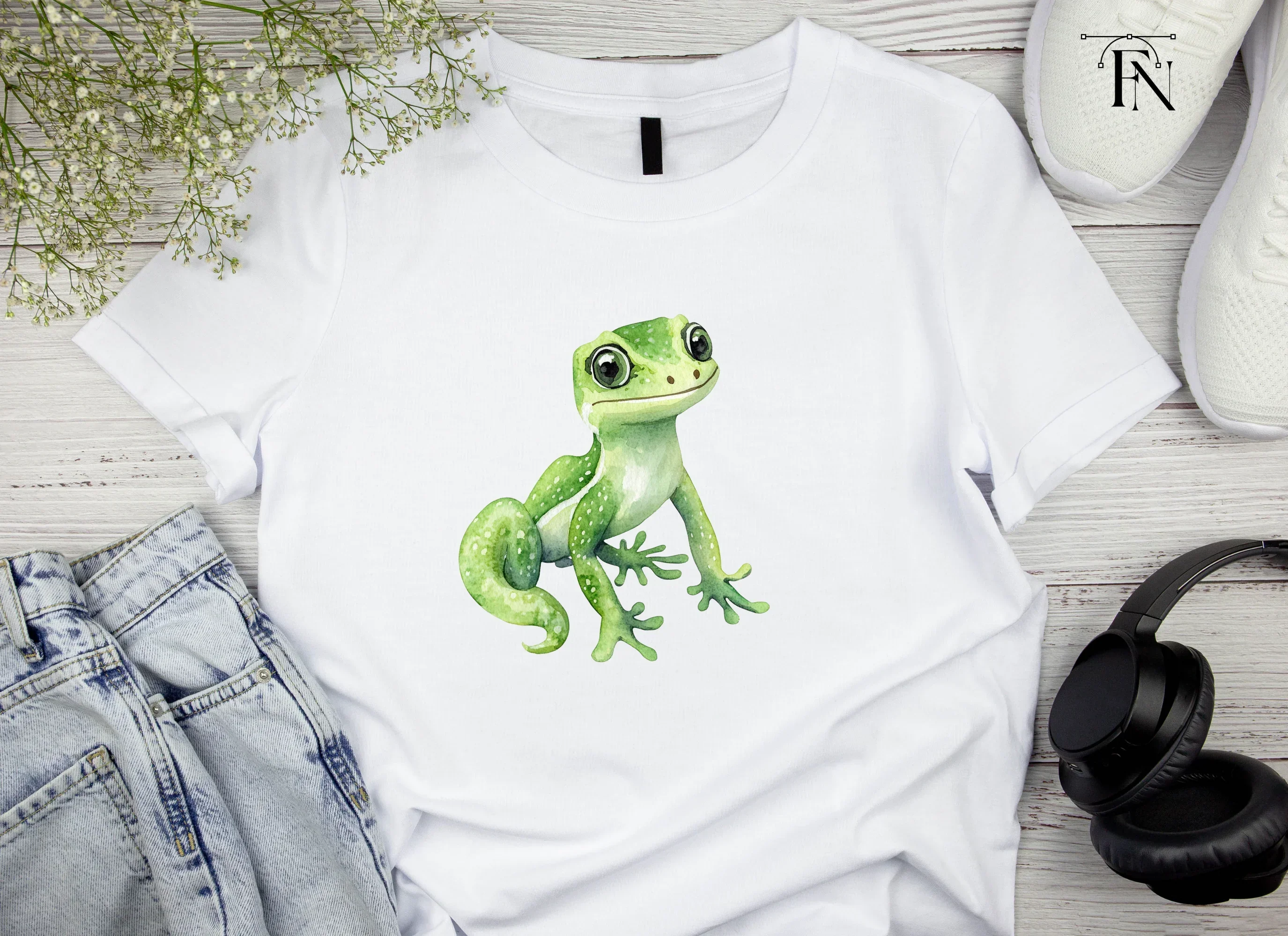 Cute Green Gecko Clipart Bundle - Image 5