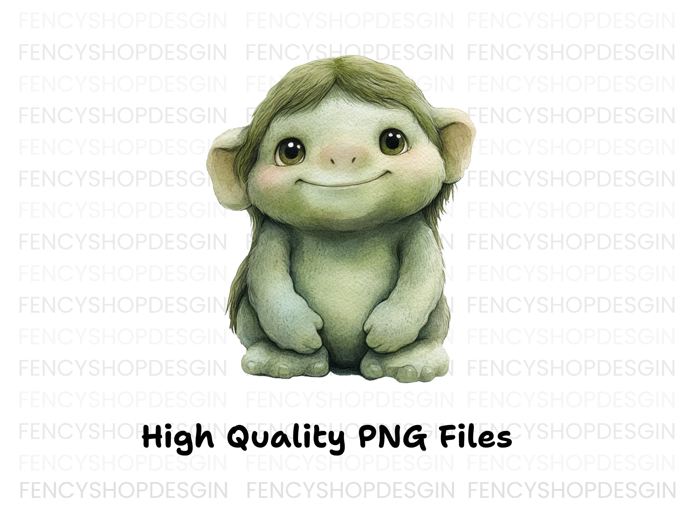 Cute Green Troll Creature Clipart Bundle - Image 3