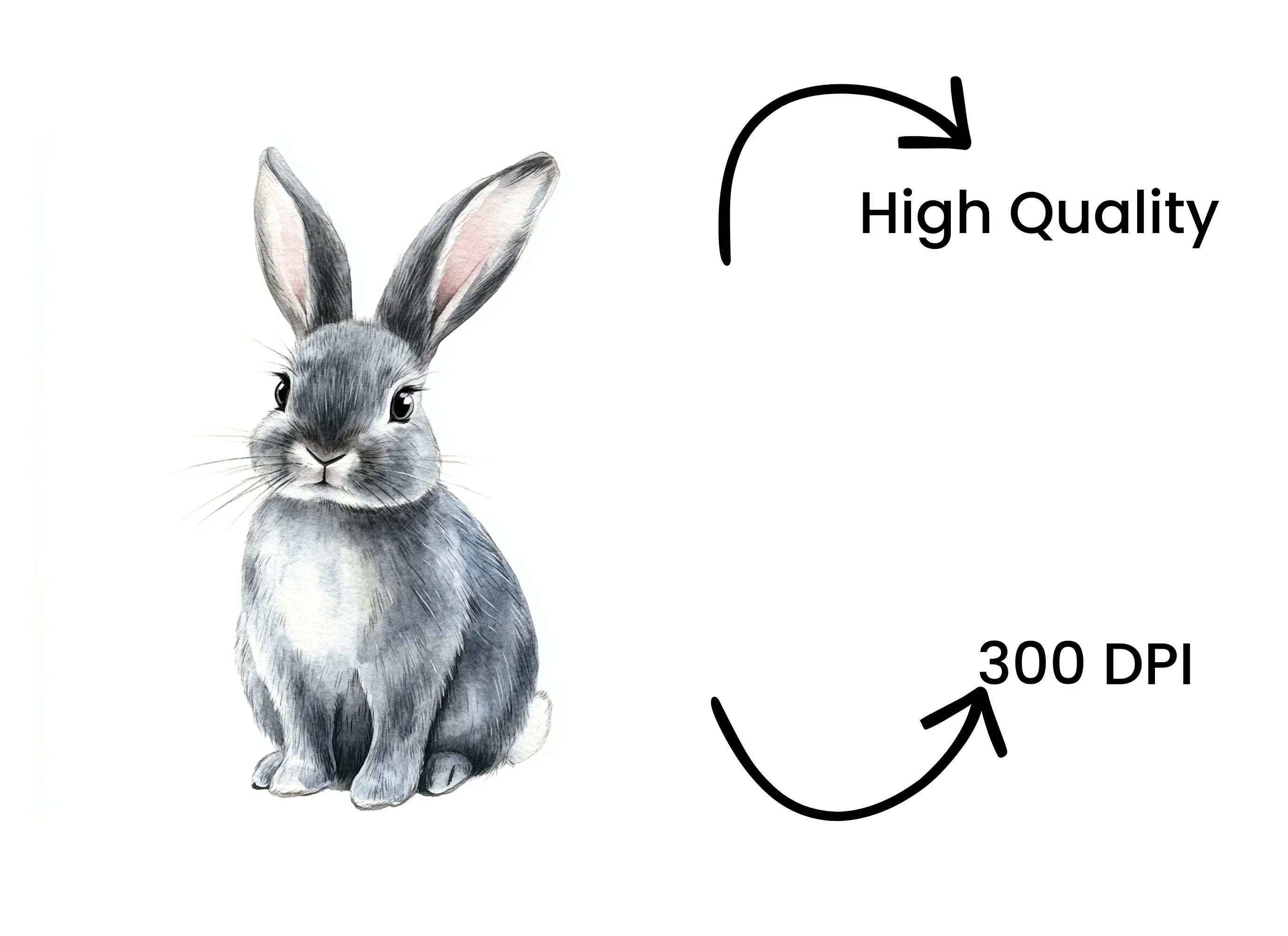 Cute Grey Bunny Rabbit Clipart Bundle - Image 4