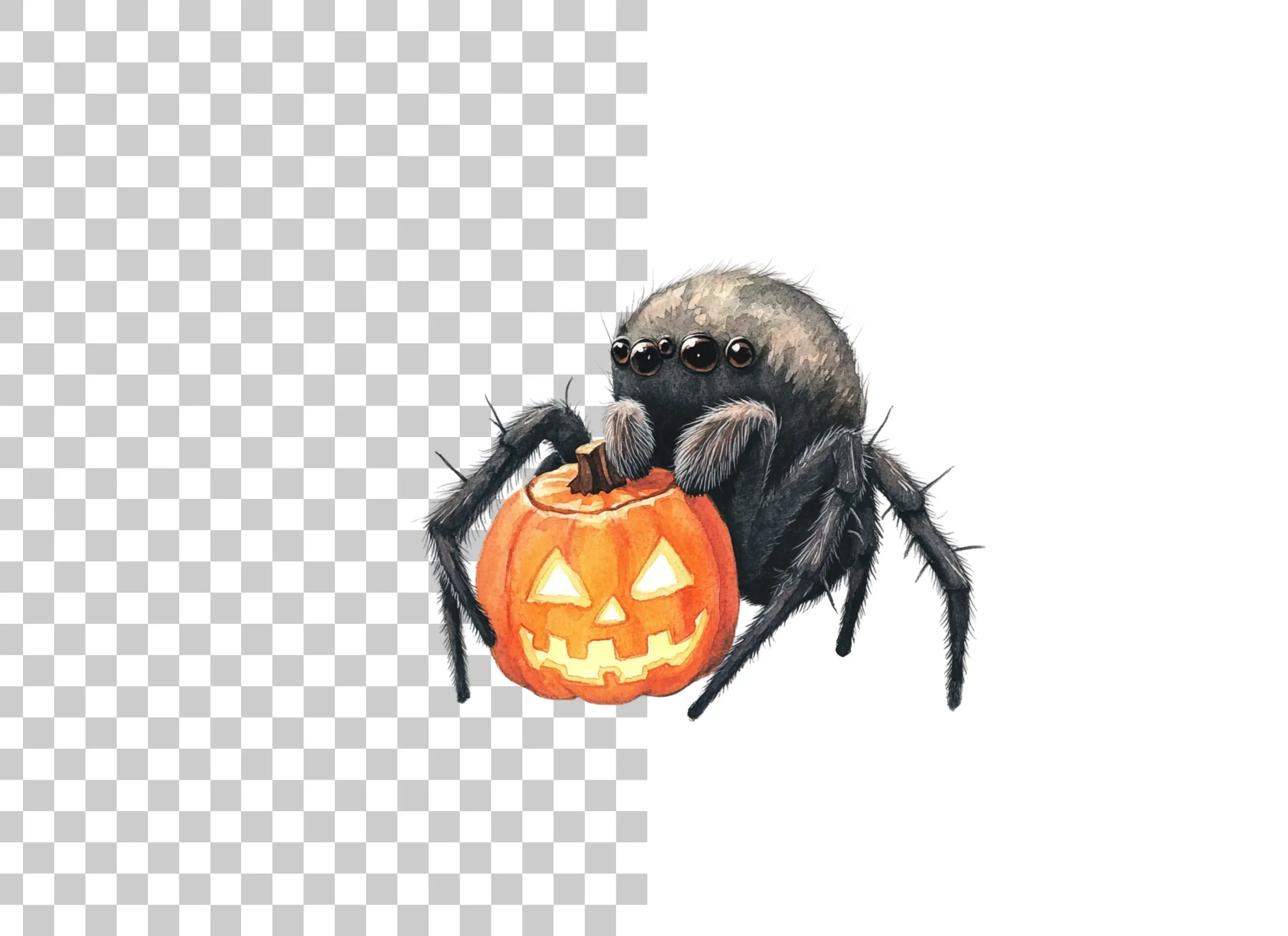 Cute Halloween Spider Pumpkin Clipart Bundle - Image 6