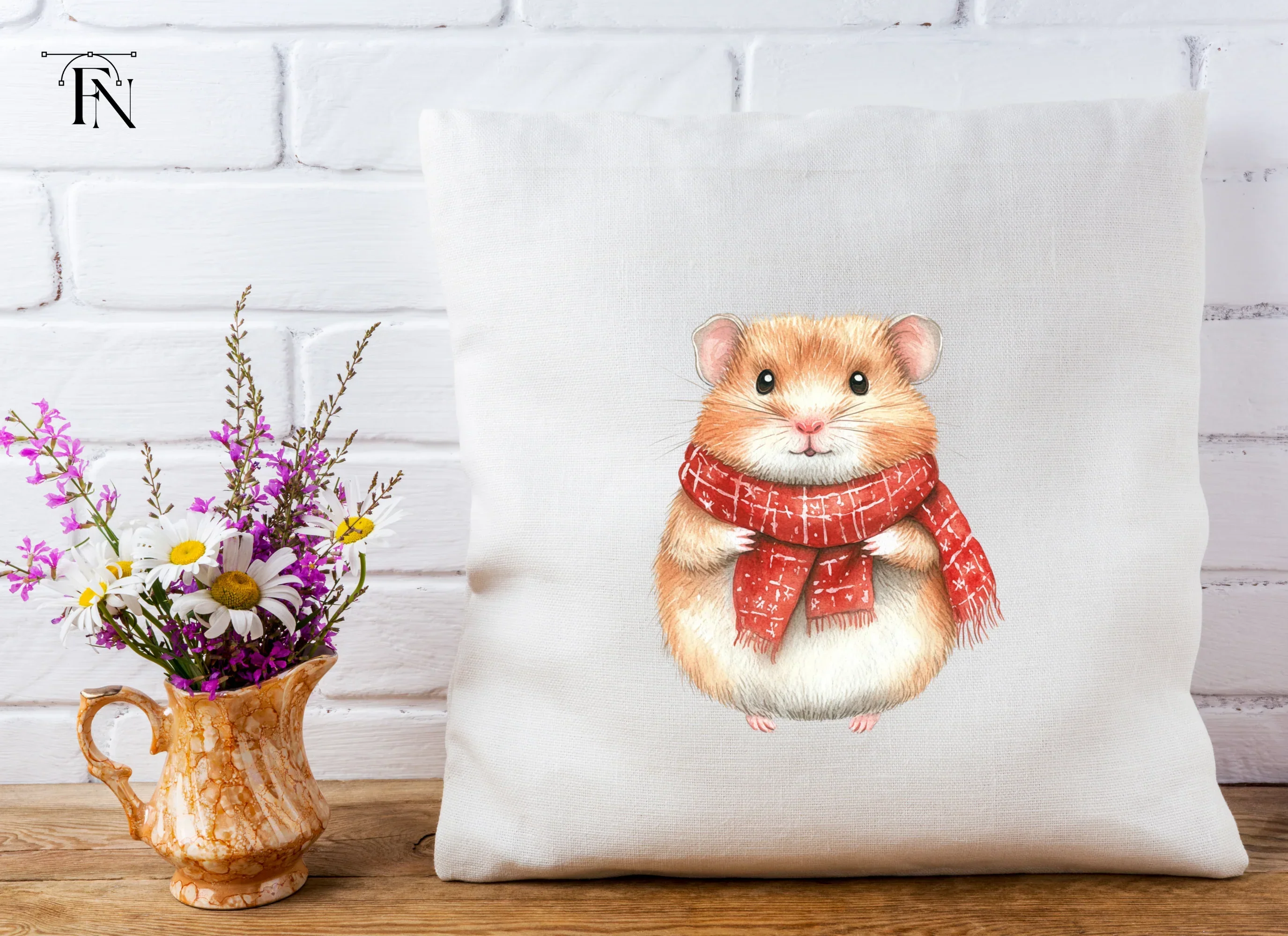Cute Hamster Winter Scarf Clipart Bundle - Image 5