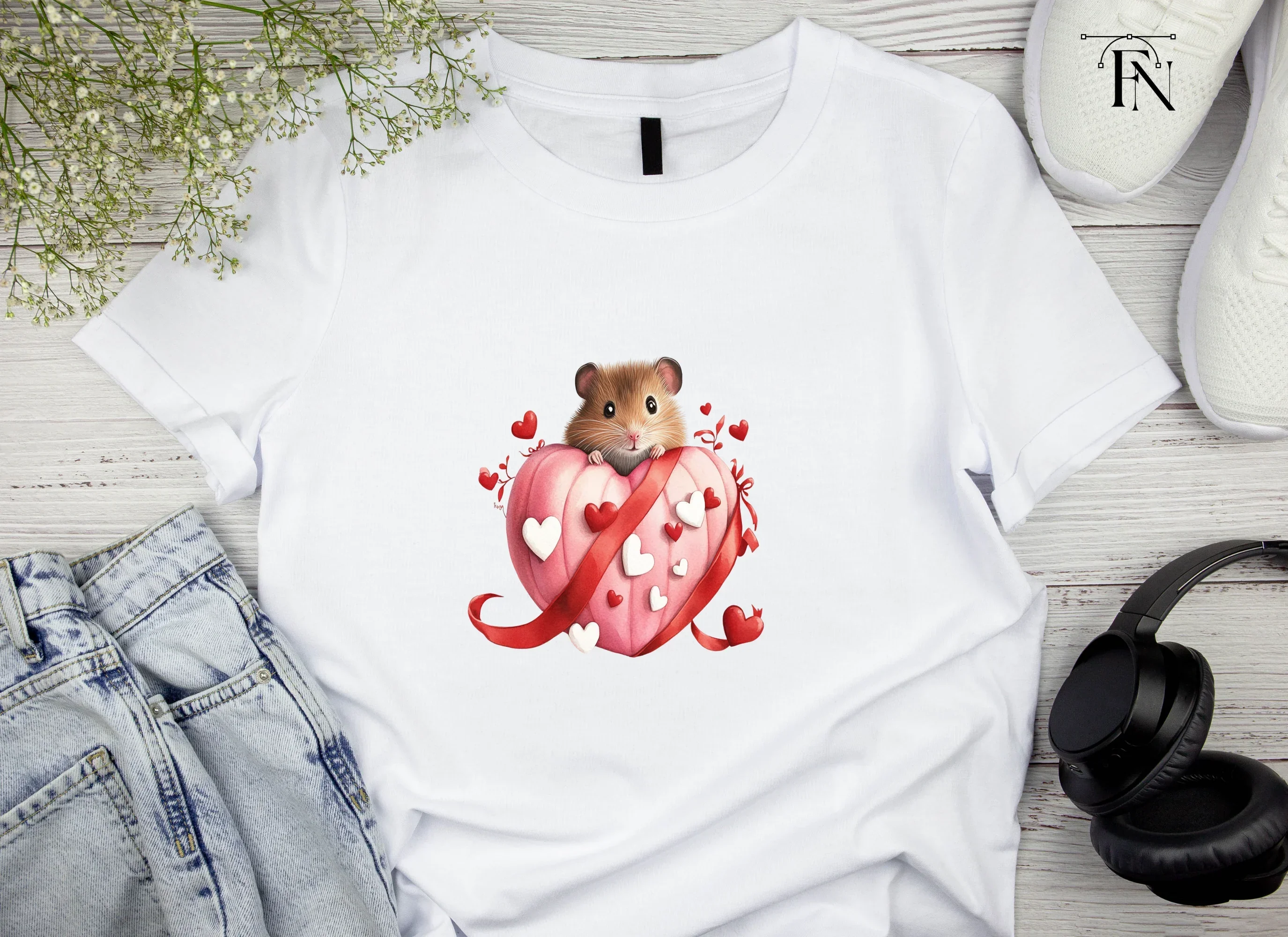 Cute Hamsters in Valentine Hearts Clipart Bundle - Image 3