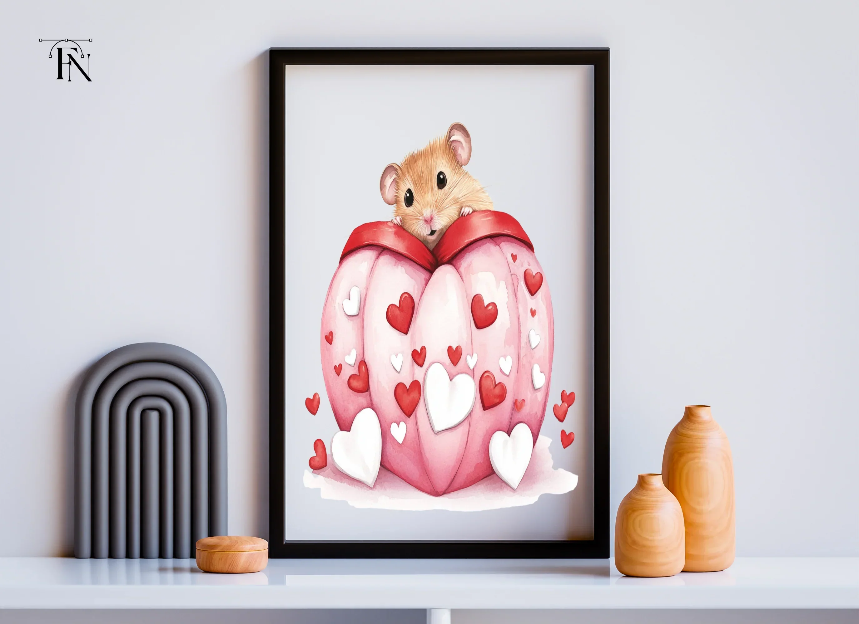 Cute Hamsters in Valentine Hearts Clipart Bundle - Image 6