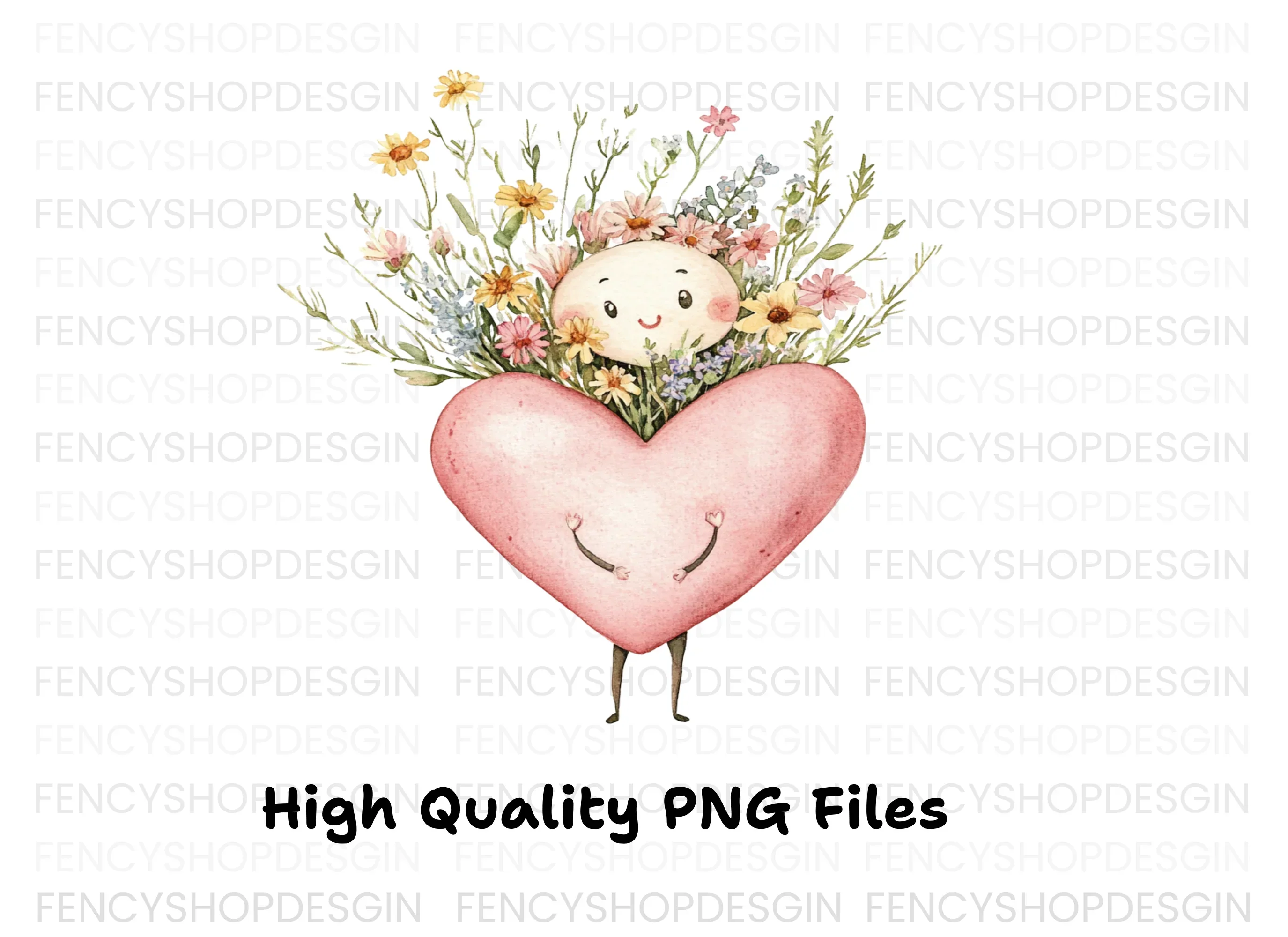 Cute Heart Flower Bouquet Clipart Bundle - Image 3