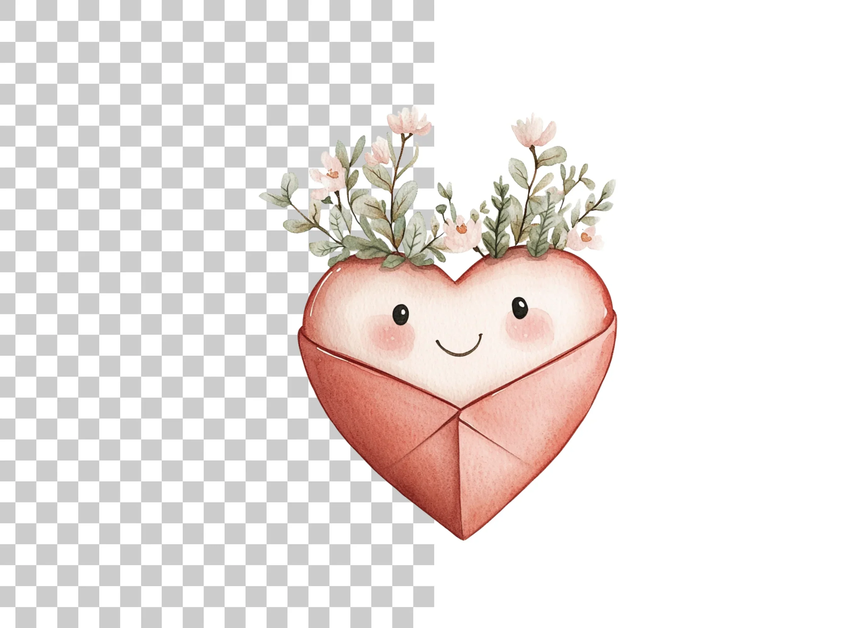 Cute Heart with Floral Crowns Clipart Bundle - Image 2
