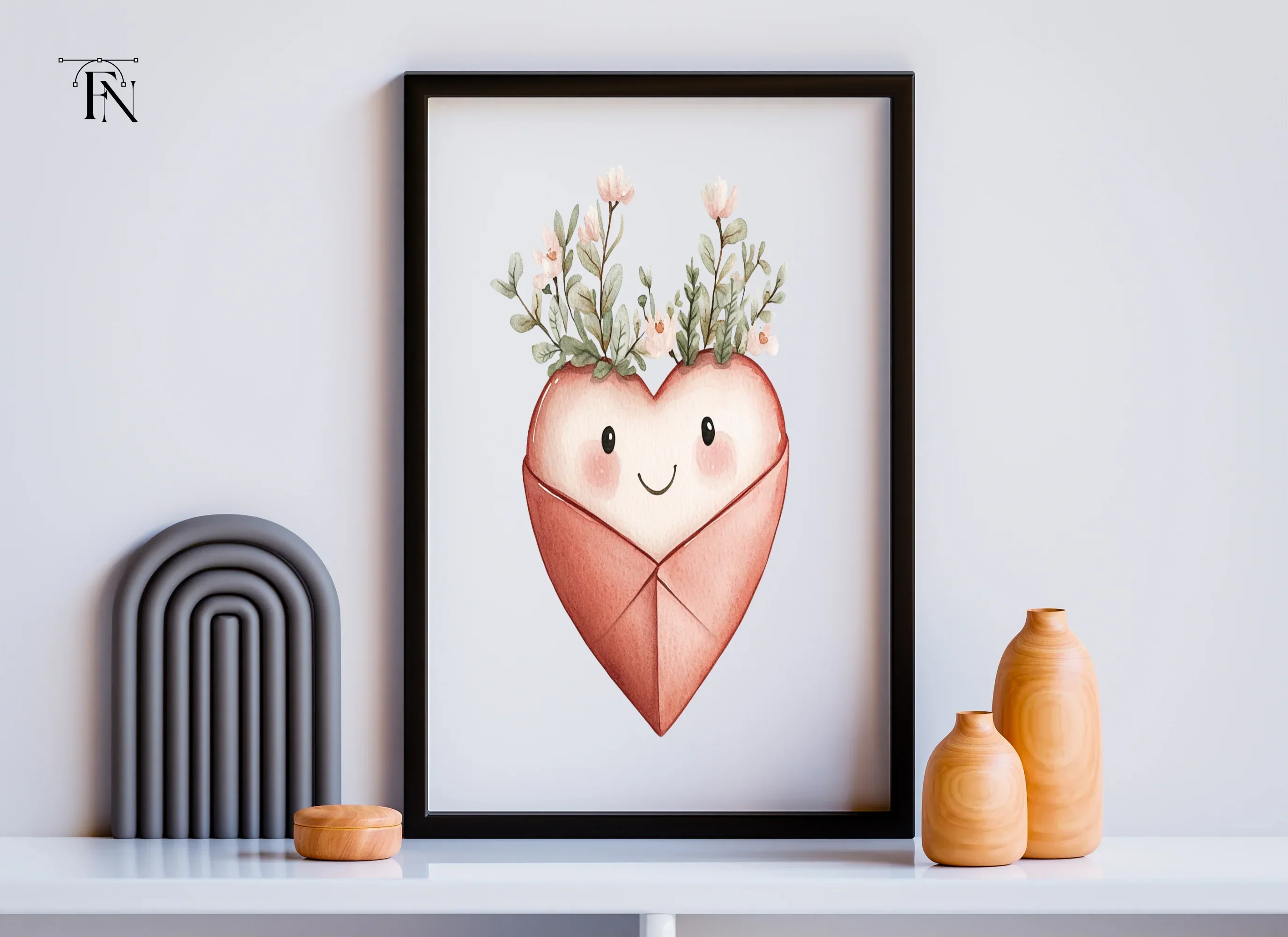 Cute Heart with Floral Crowns Clipart Bundle - Image 6