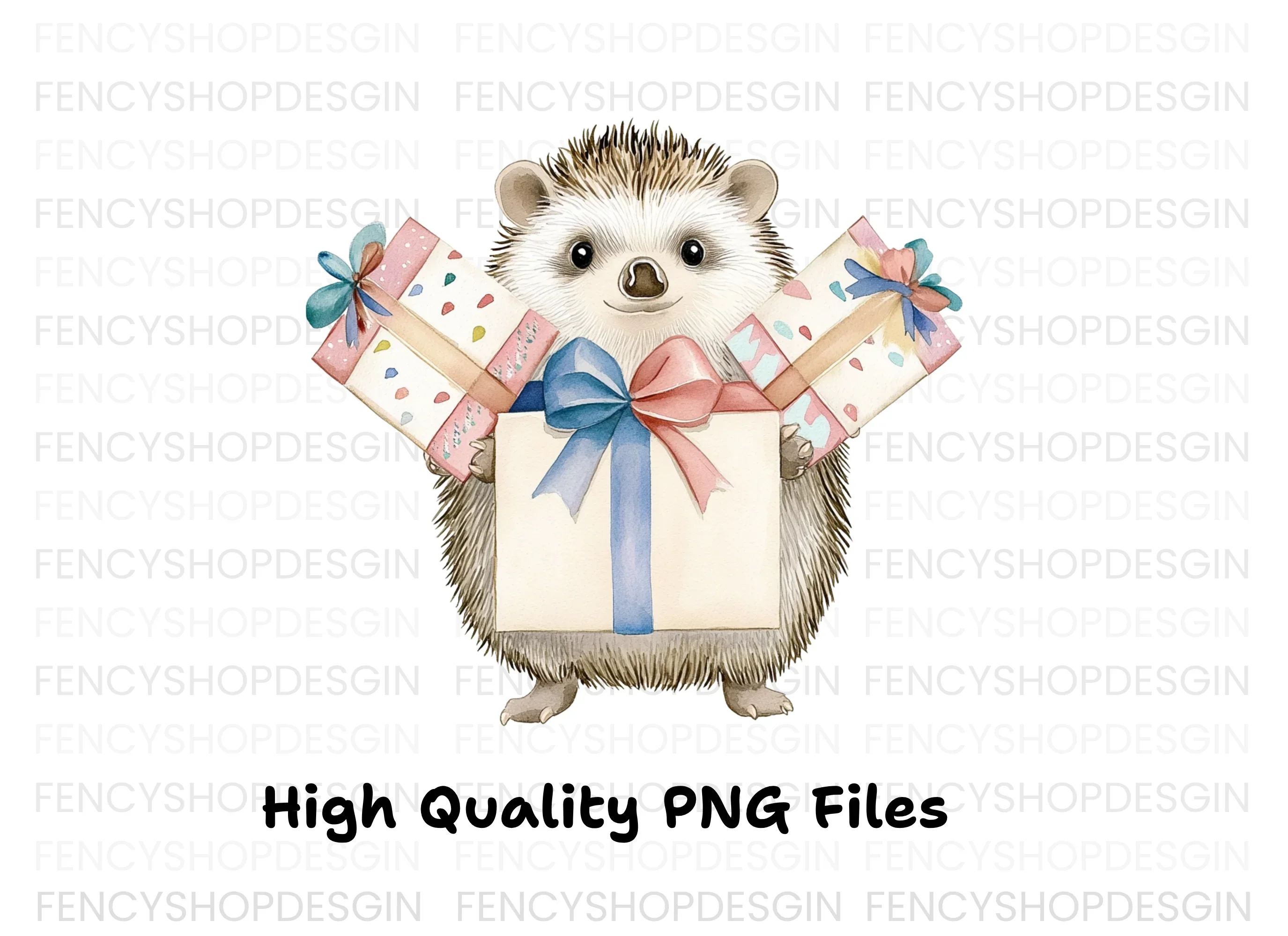 Cute Hedgehog Christmas Gift Clipart Bundle - Image 2