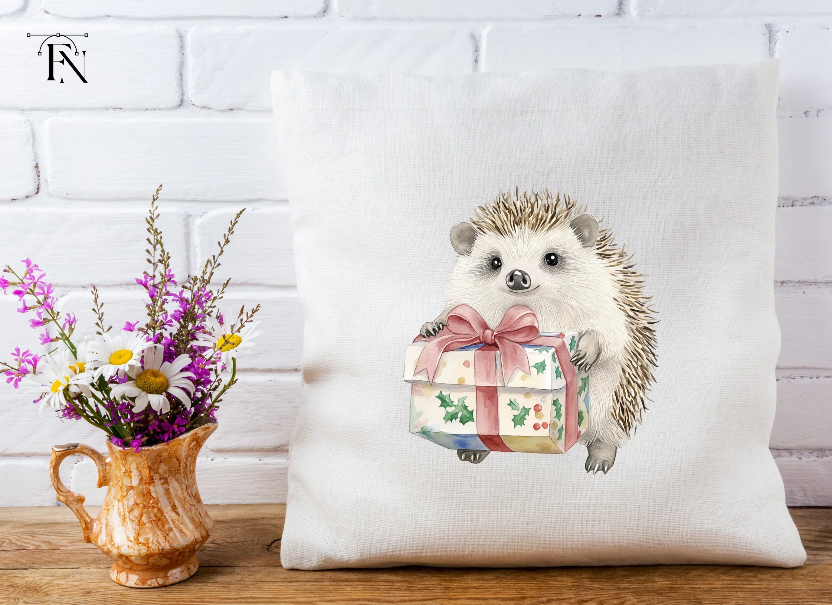 Cute Hedgehog Christmas Gift Clipart Bundle - Image 4