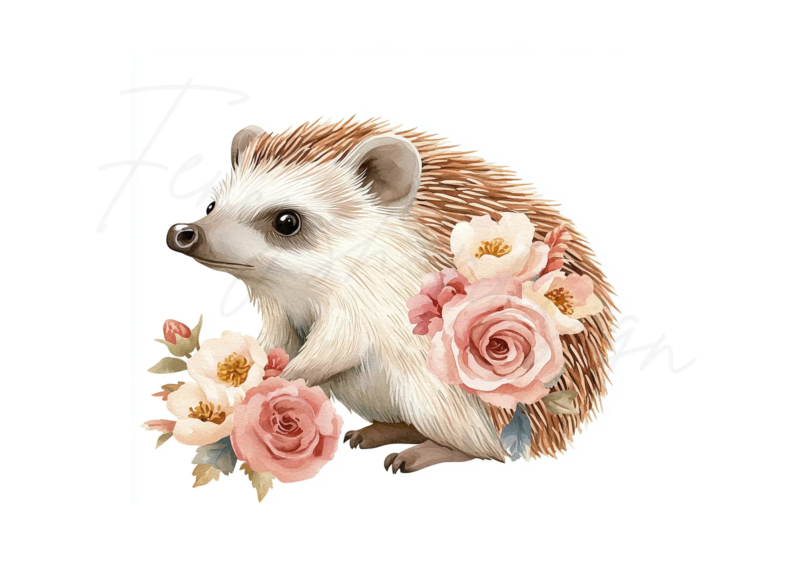 Cute Hedgehog Floral Clipart Bundle - Image 2