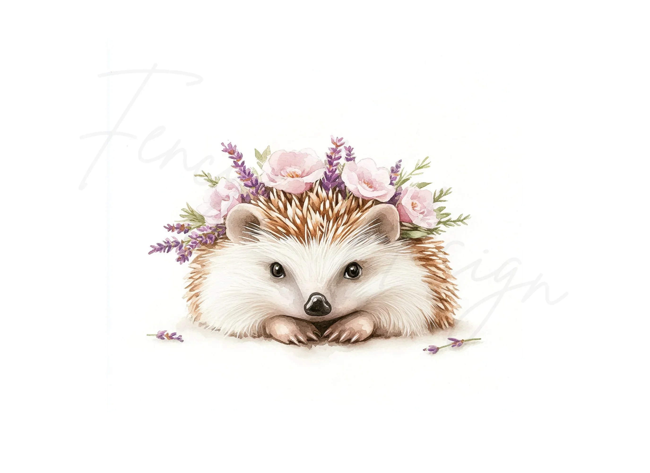 Cute Hedgehog Floral Crown Clipart Bundle - Image 2