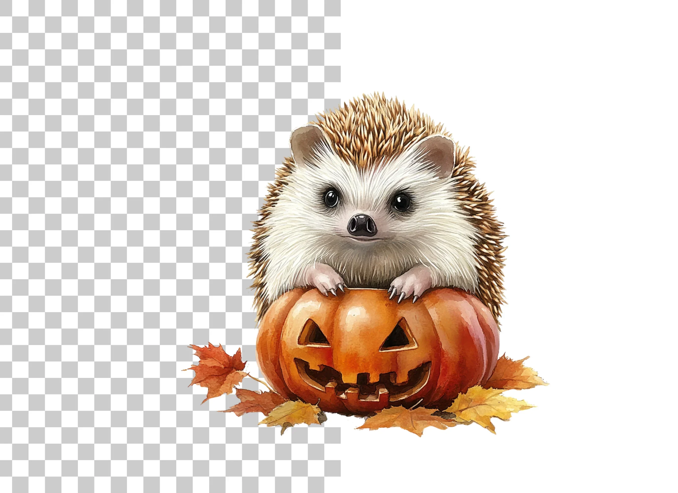 Cute Hedgehog Halloween Pumpkin Clipart Bundle - Image 6