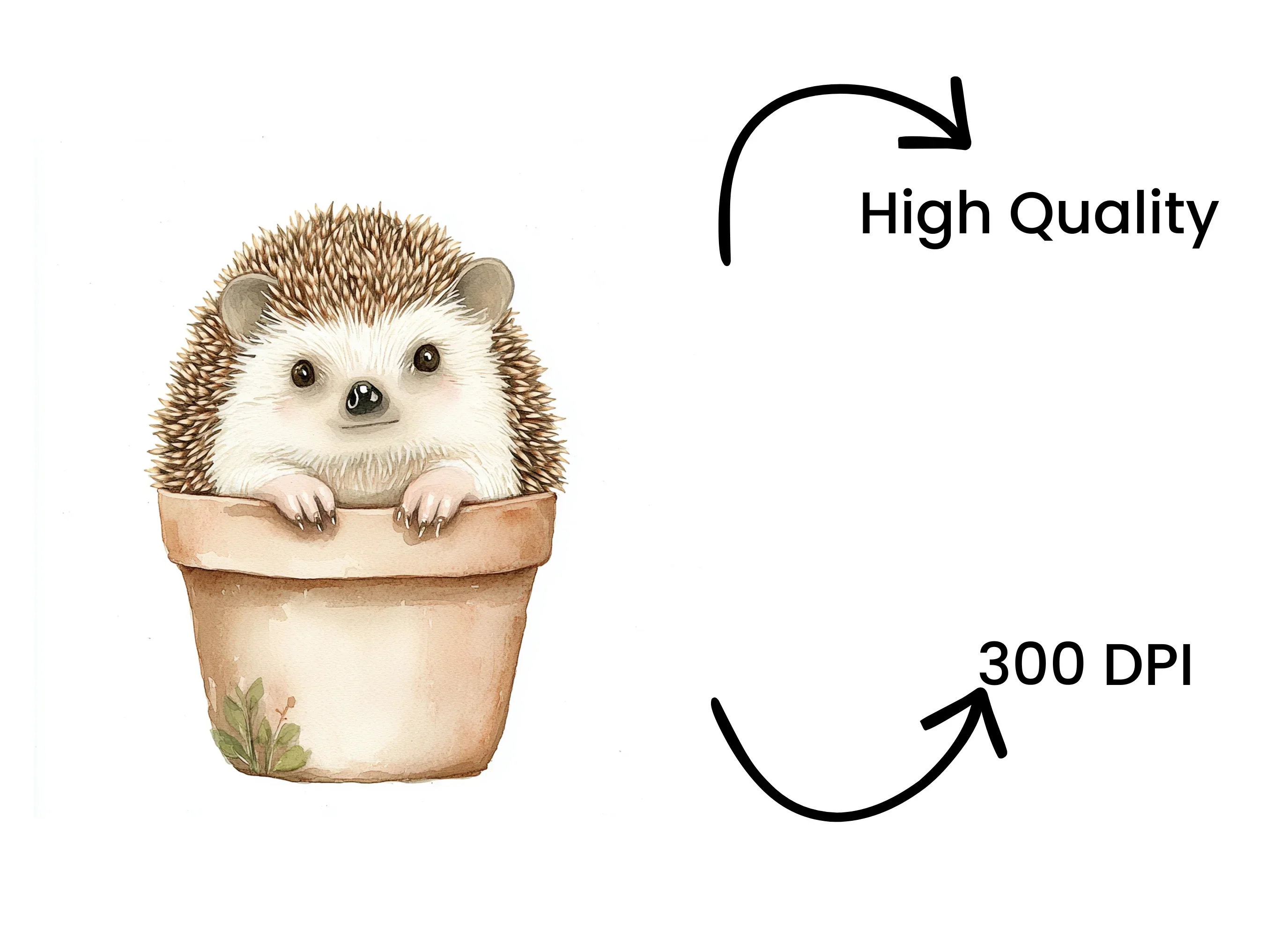 Cute Hedgehog in Pot Clipart Bundle - Image 4
