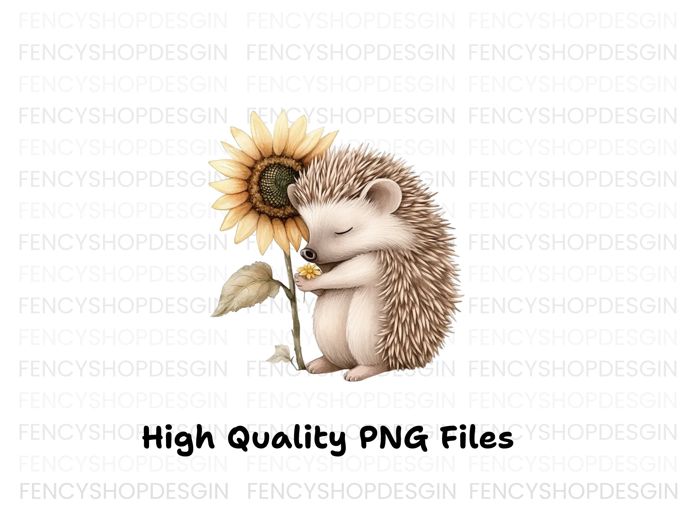Cute Hedgehog Sleeping with Sunflower Clipart Bundle - Image 3