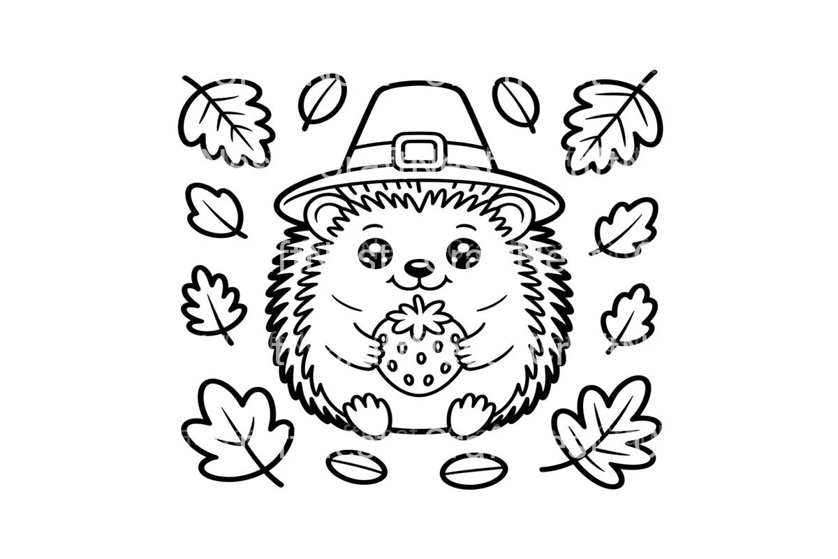 Cute Hedgehog Thanksgiving Coloring Books - Image 3