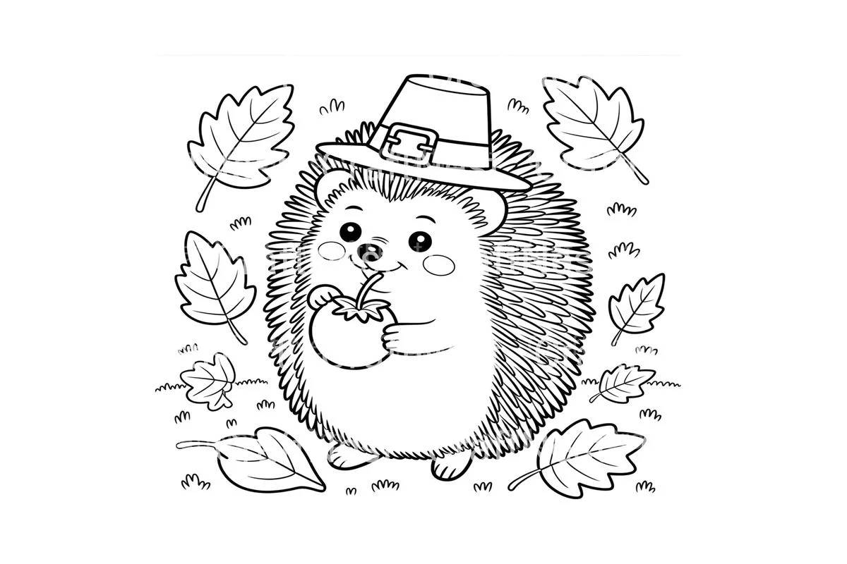Cute Hedgehog Thanksgiving Coloring Books - Image 4