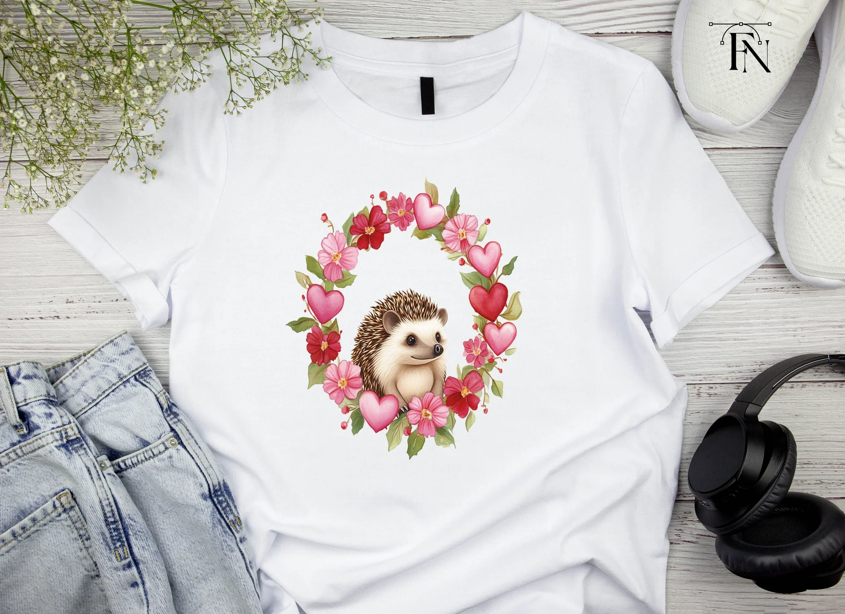 Cute Hedgehog Valentine Wreath Clipart Bundle - Image 4