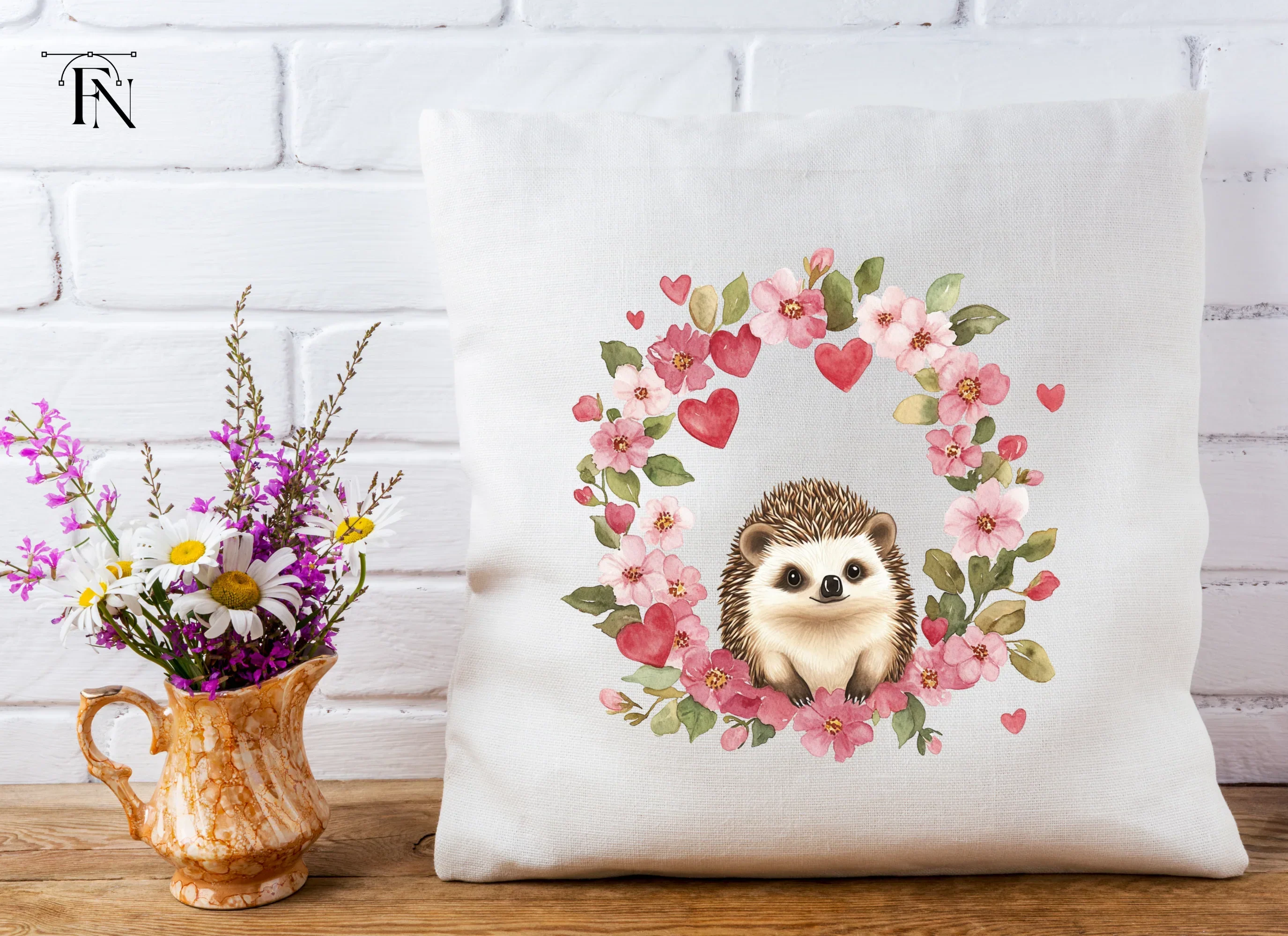 Cute Hedgehog Valentine Wreath Clipart Bundle - Image 5
